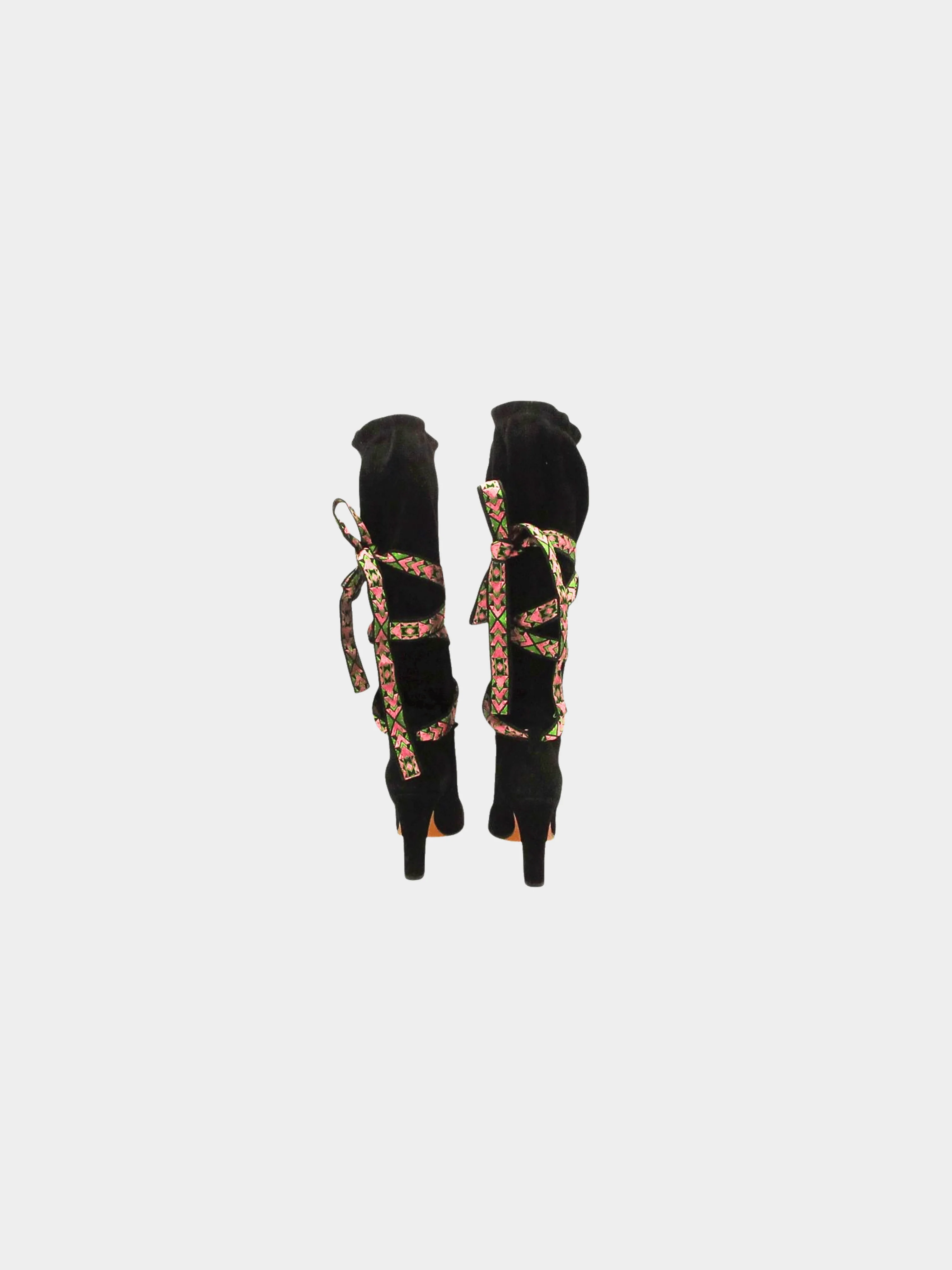 Etro 2000s Black Suede Printed Boots - Image 3