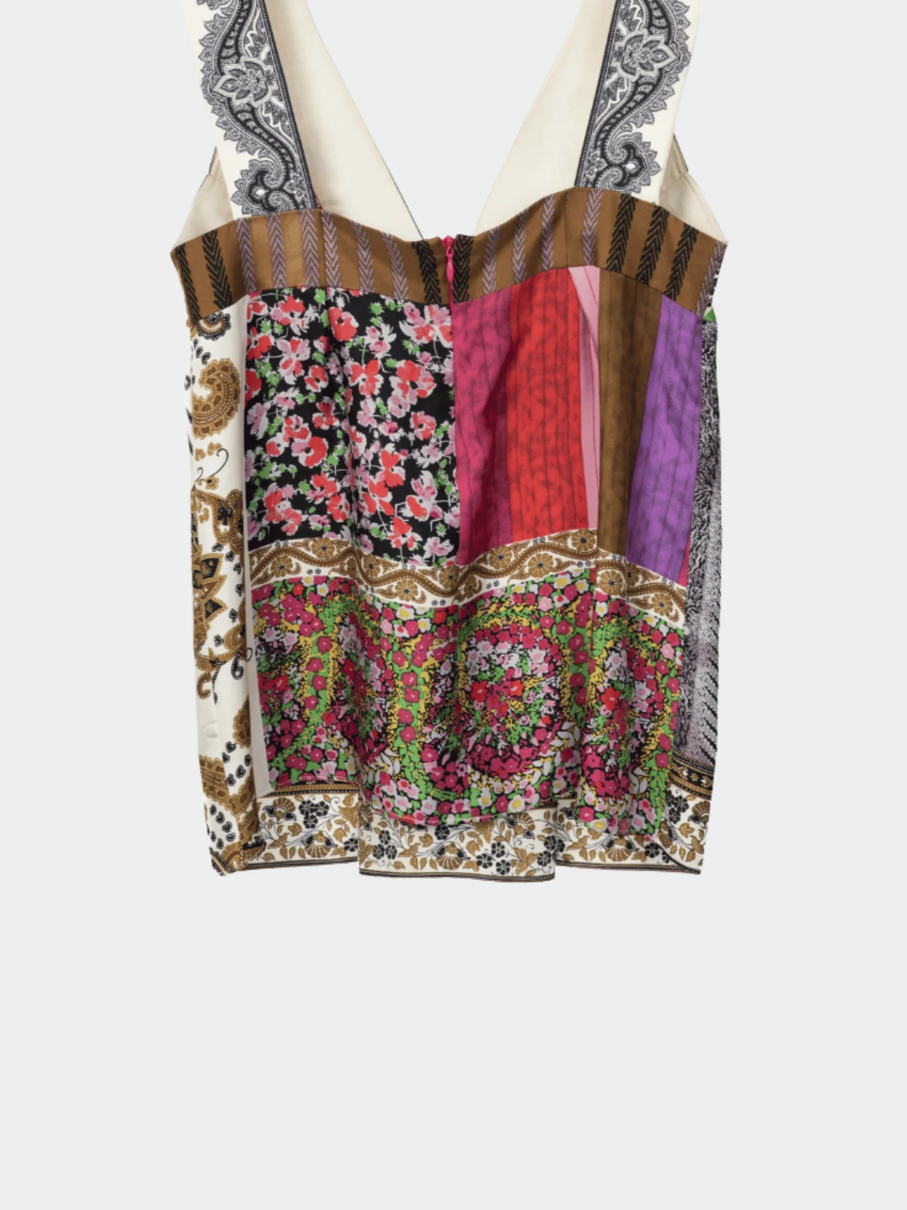 Etro 2000s Purple-Multi Paisley and Floral Silk-Satin Tank - Image 2