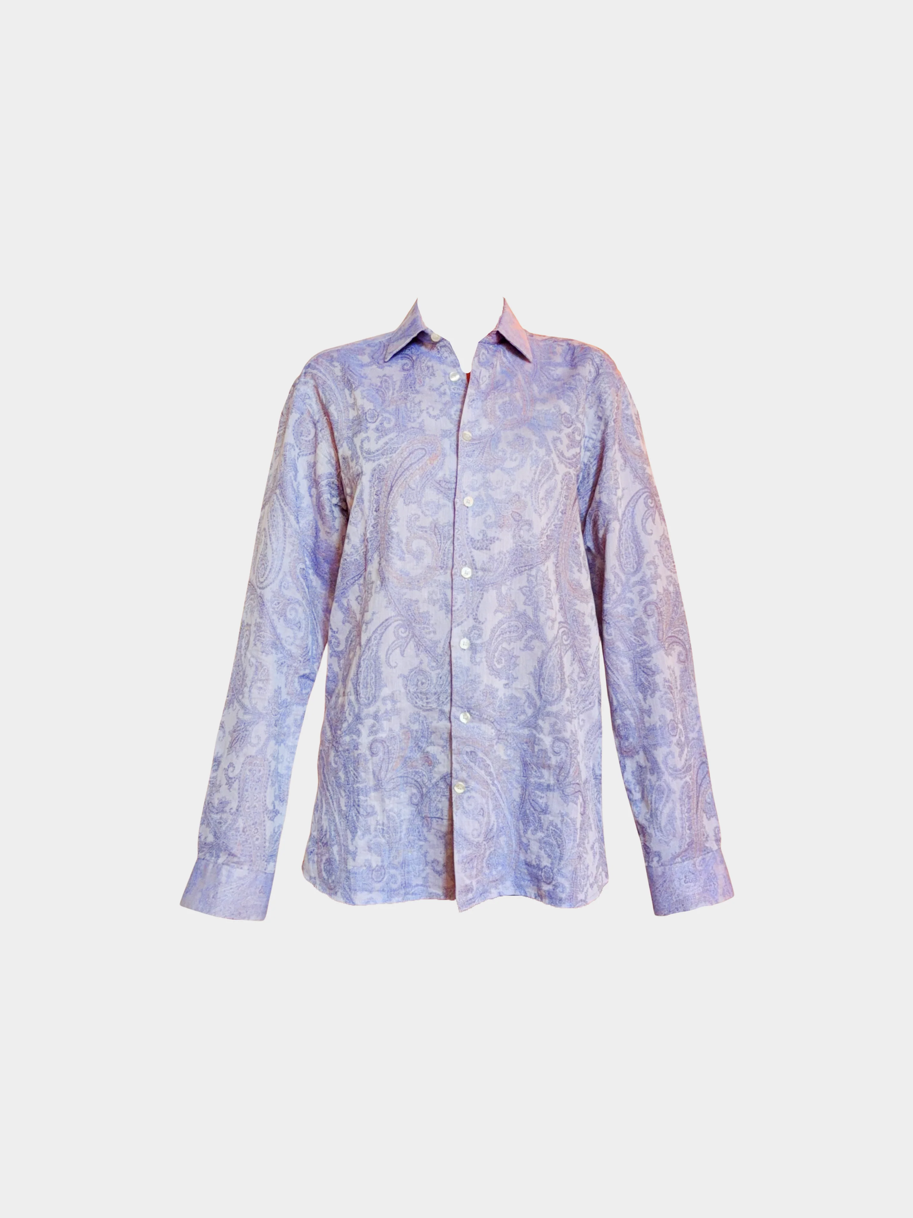 Etro 2000s Purple Paisley Button Down