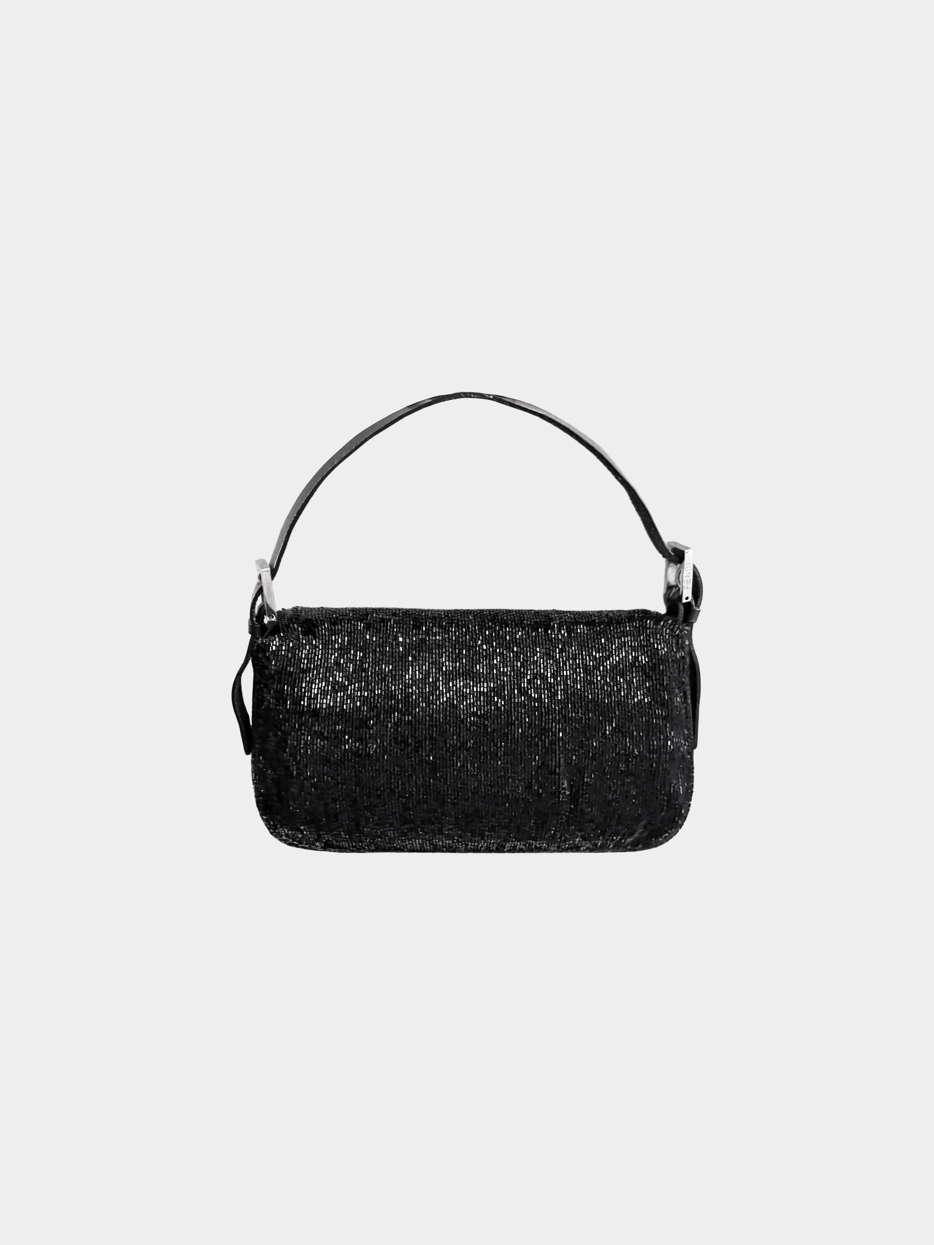 Fendi 20000s Black Beaded Embroidered Baguette - Image 2