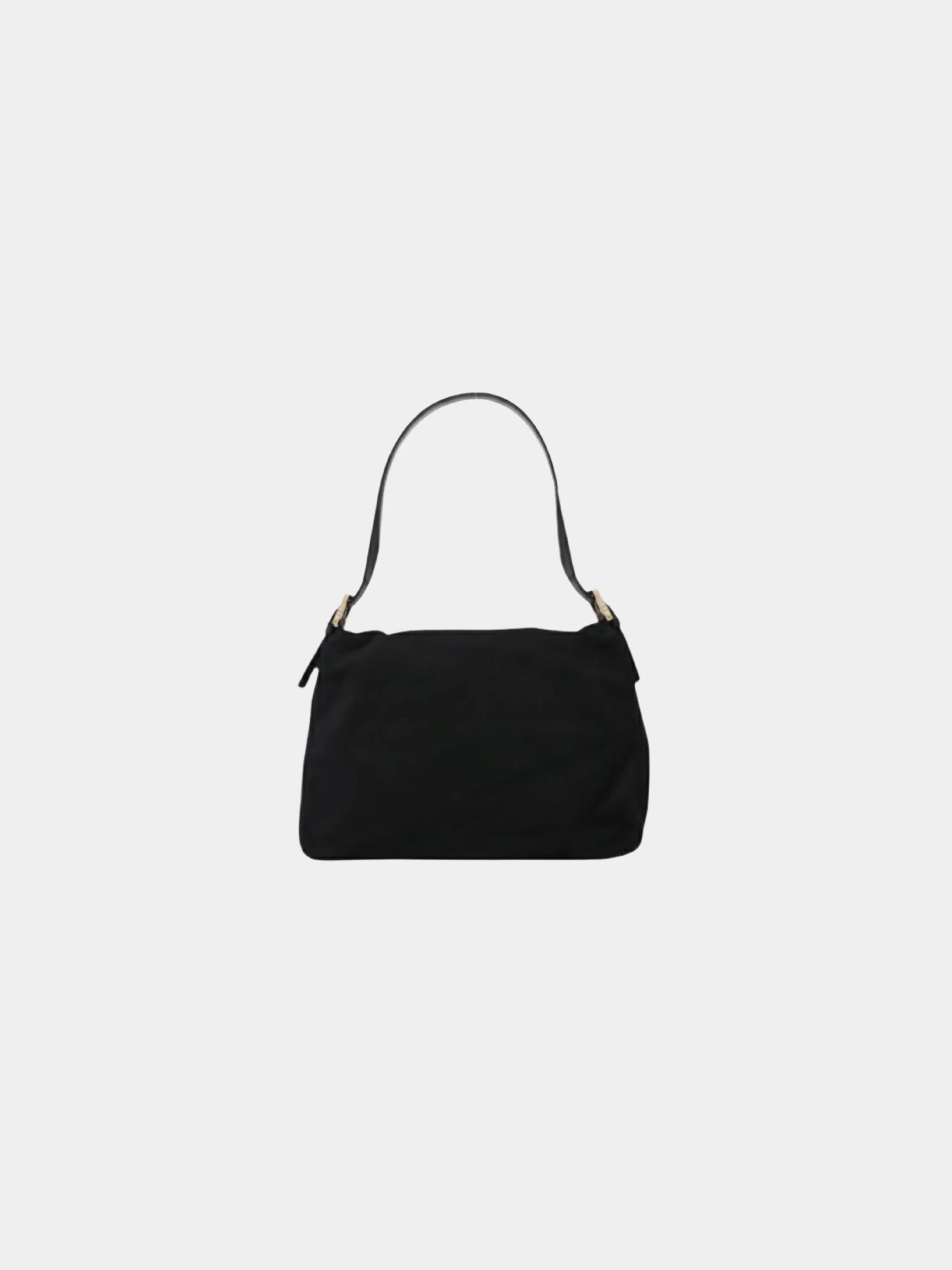 Fendi 1990s Black Wool and Leather Mamma Baguette - Image 2