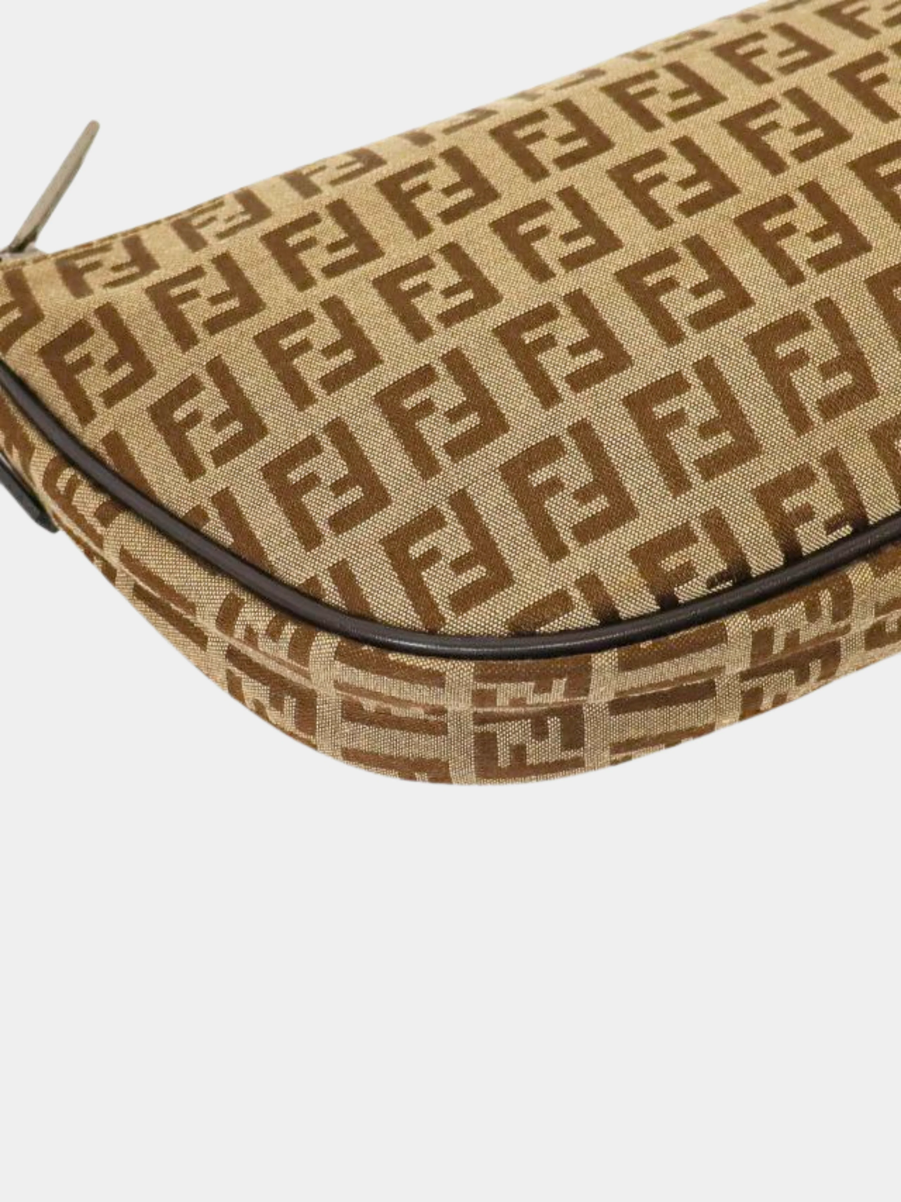 Fendi 1990s Brown Monogram Zucchino Boat Bag - Image 3