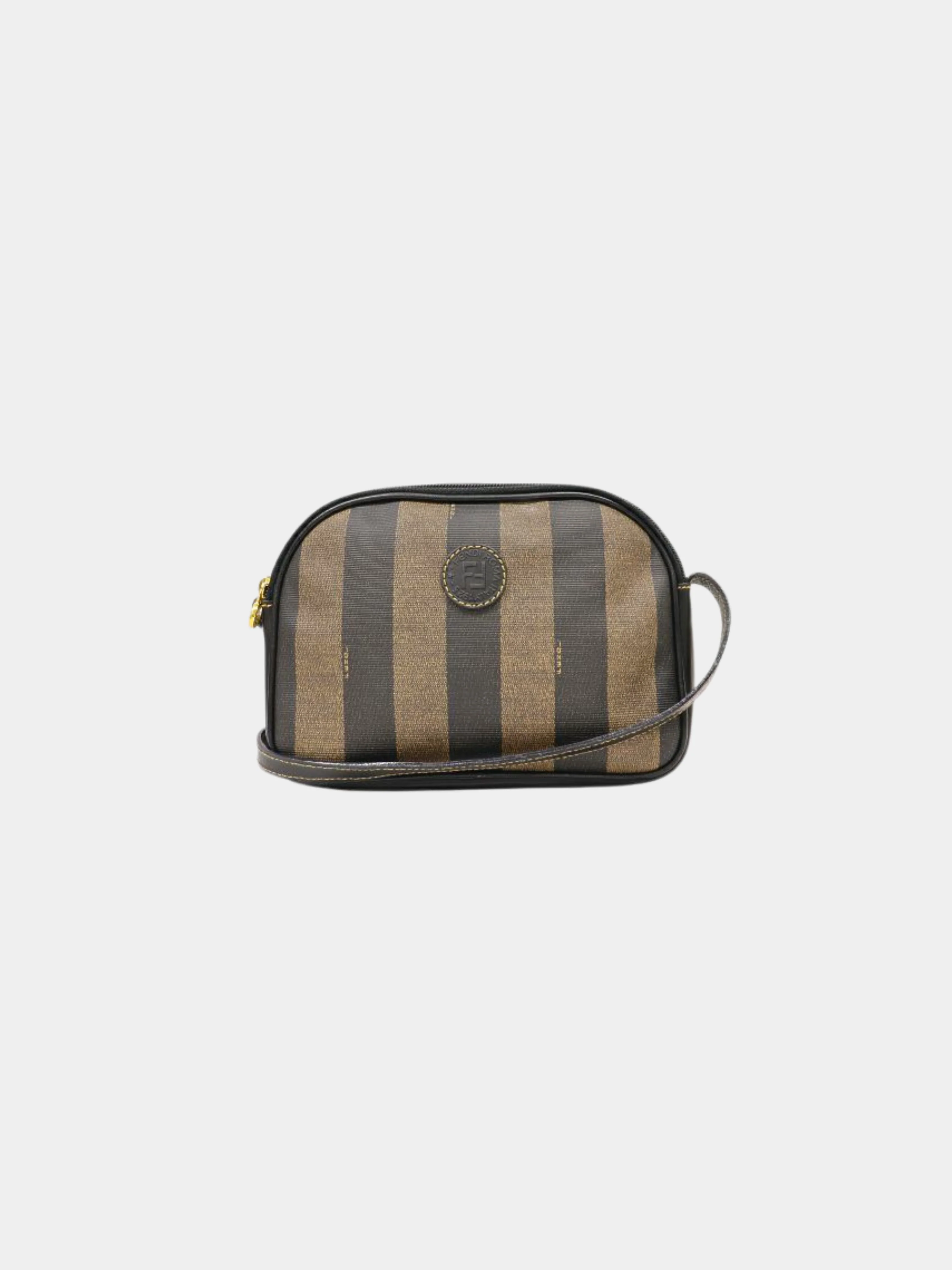 Fendi 1990s Khaki Black Pequin PVC Shoulder Bag