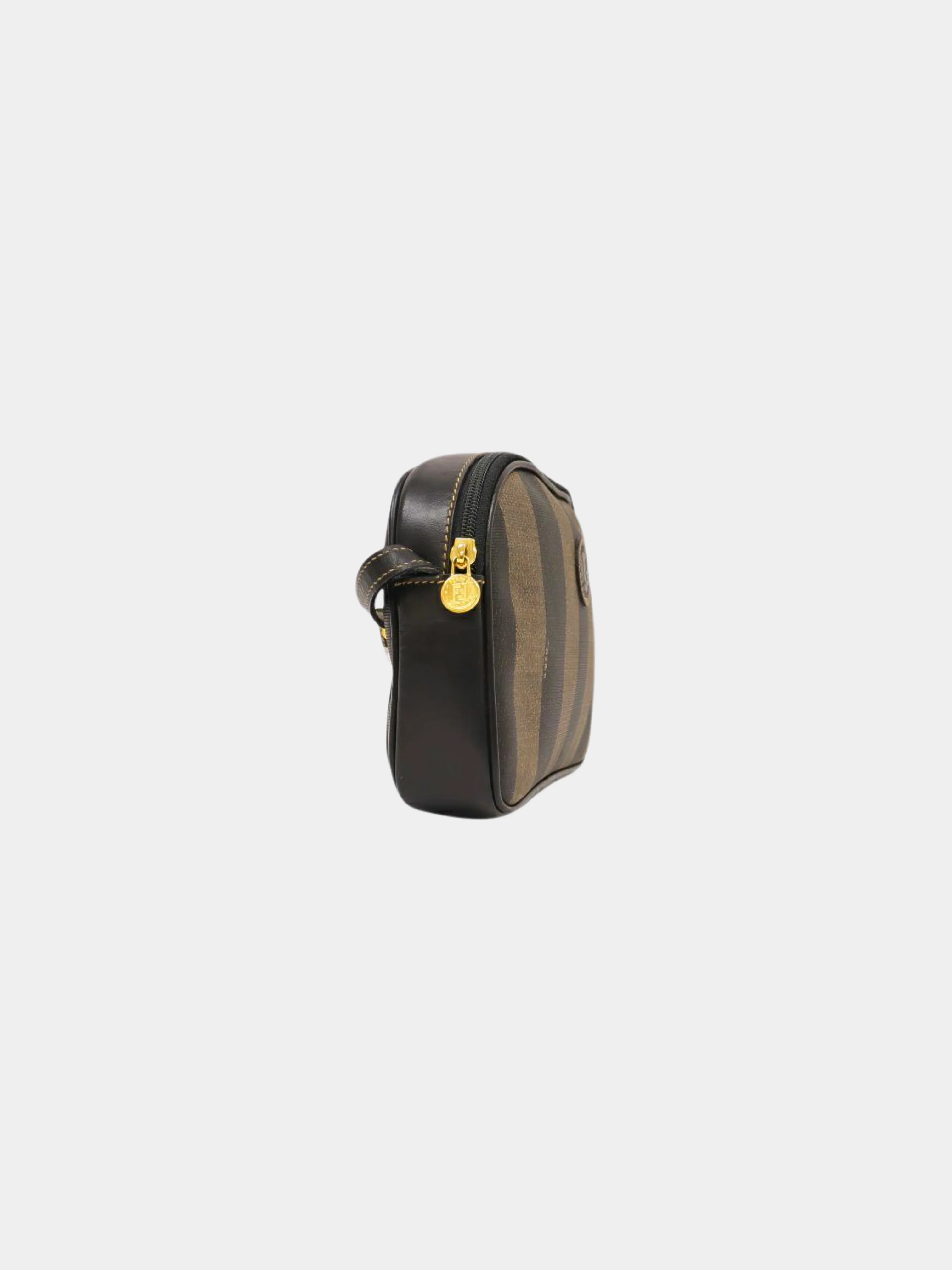 Fendi 1990s Khaki Black Pequin PVC Shoulder Bag - Image 3