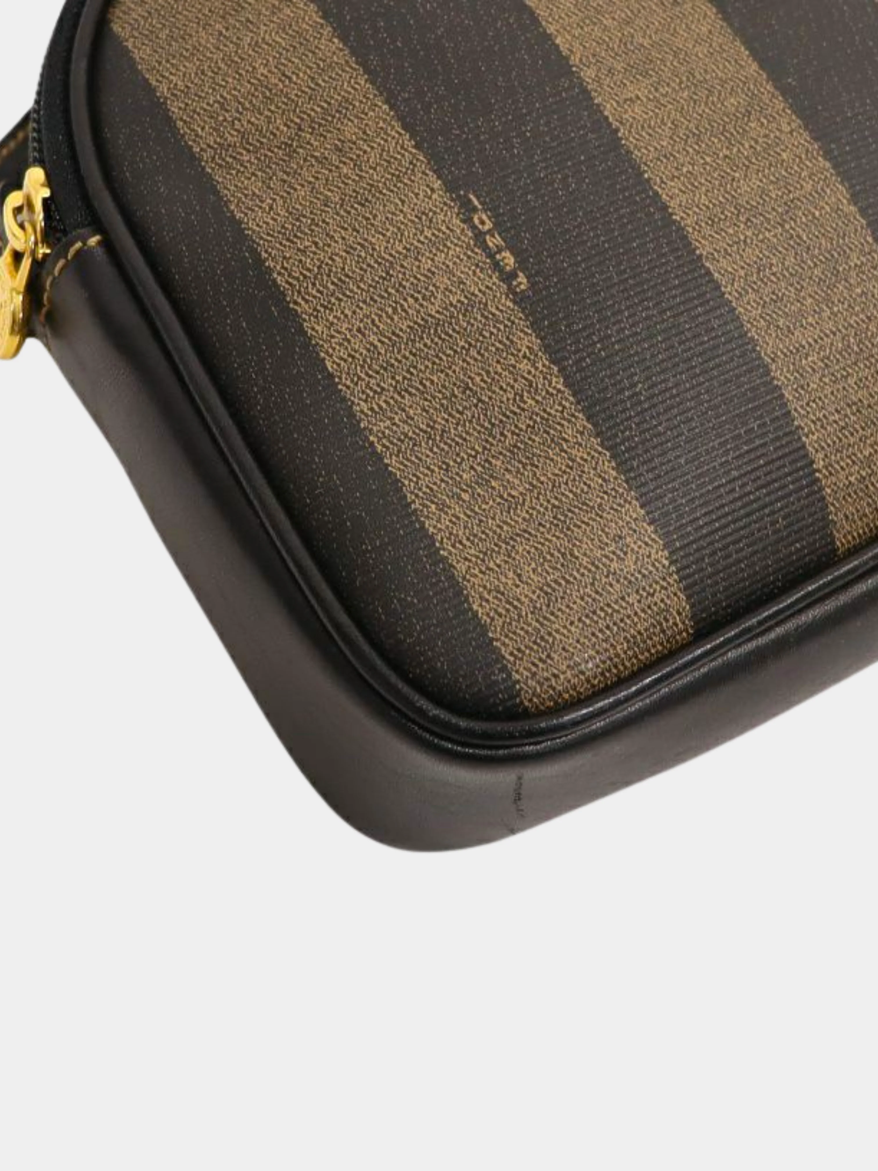 Fendi 1990s Khaki Black Pequin PVC Shoulder Bag - Image 4