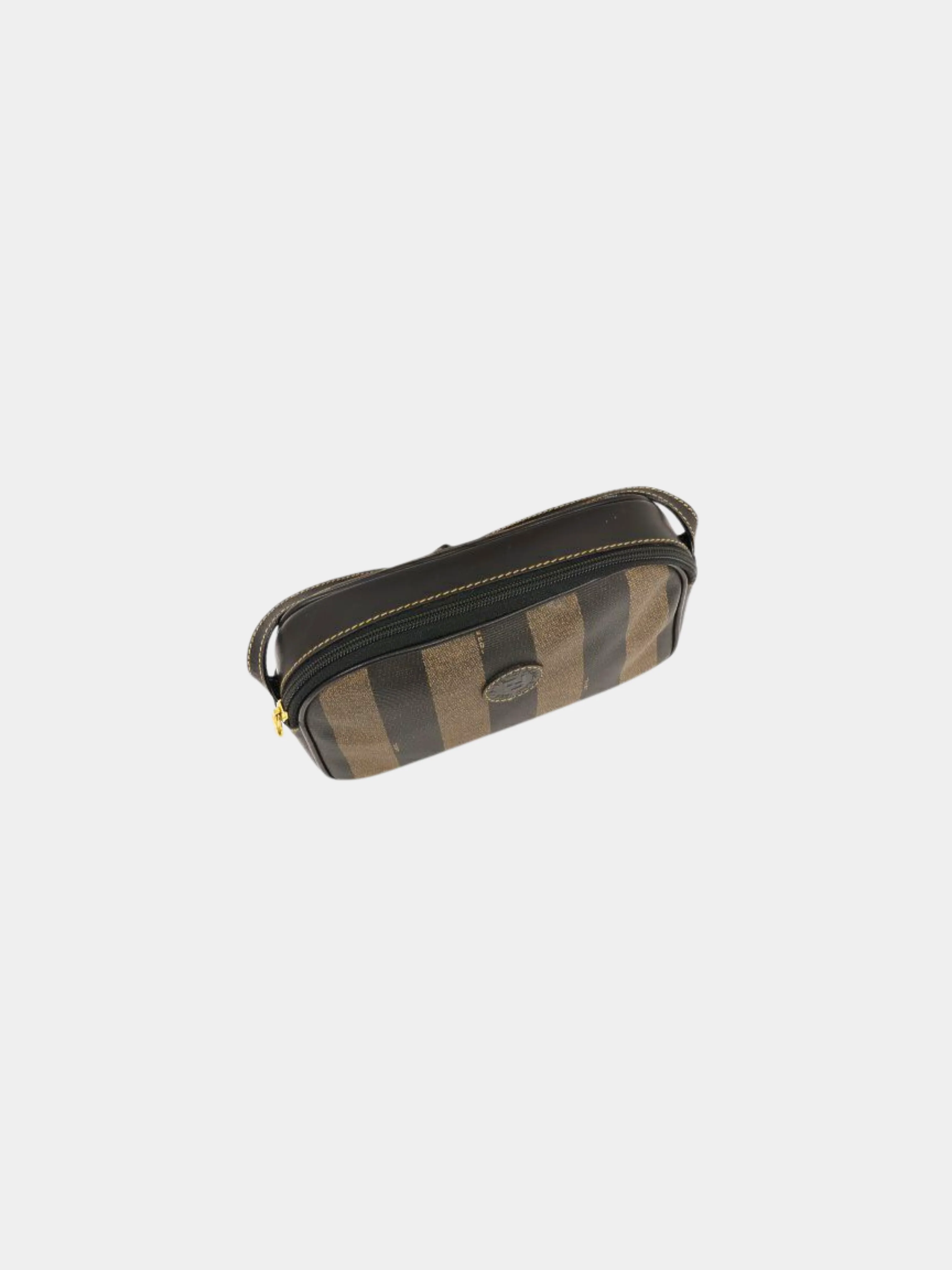 Fendi 1990s Khaki Black Pequin PVC Shoulder Bag - Image 6