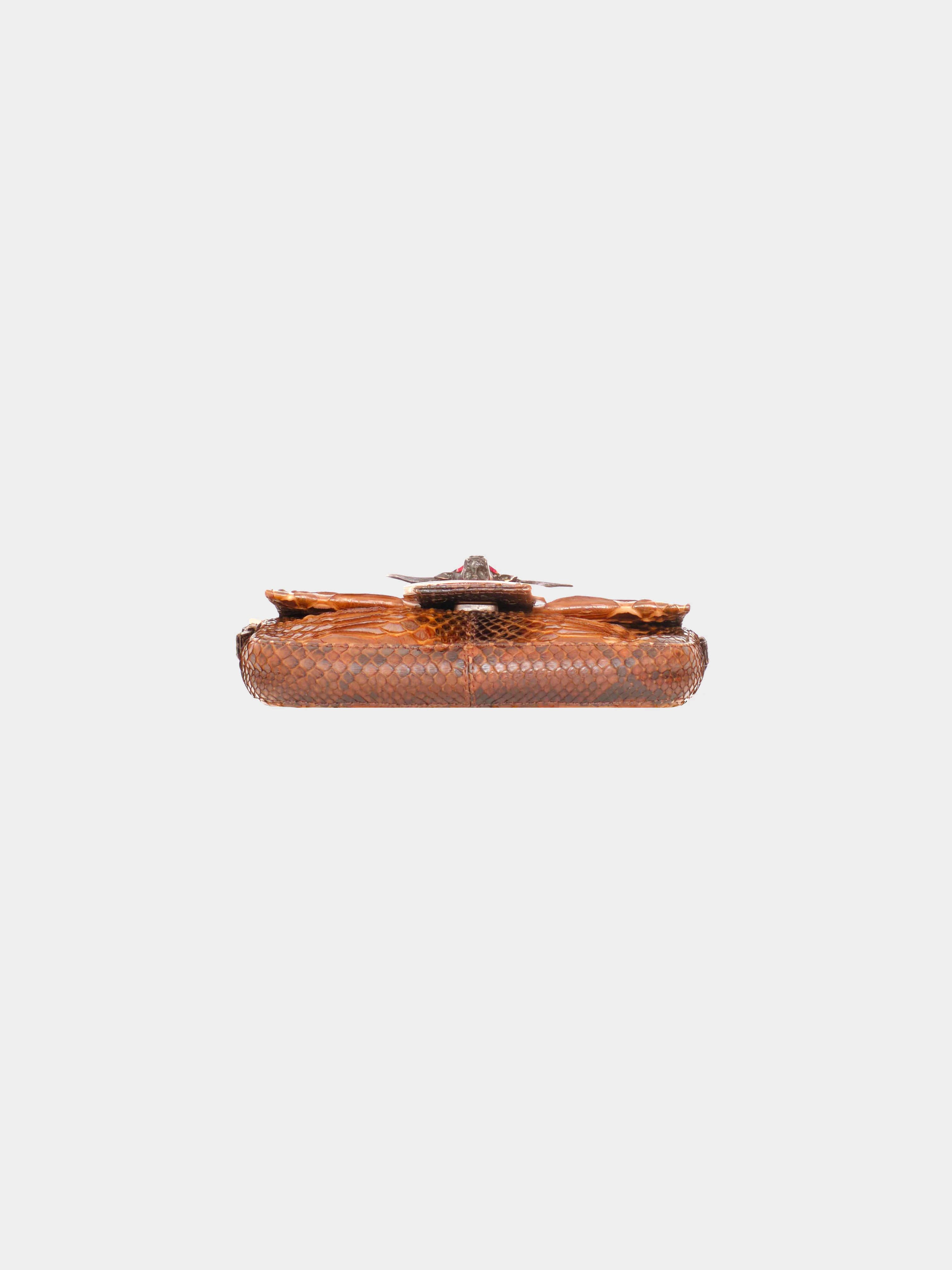 Fendi 1990s Limited Edition Brown Python Leather Baguette - Image 3