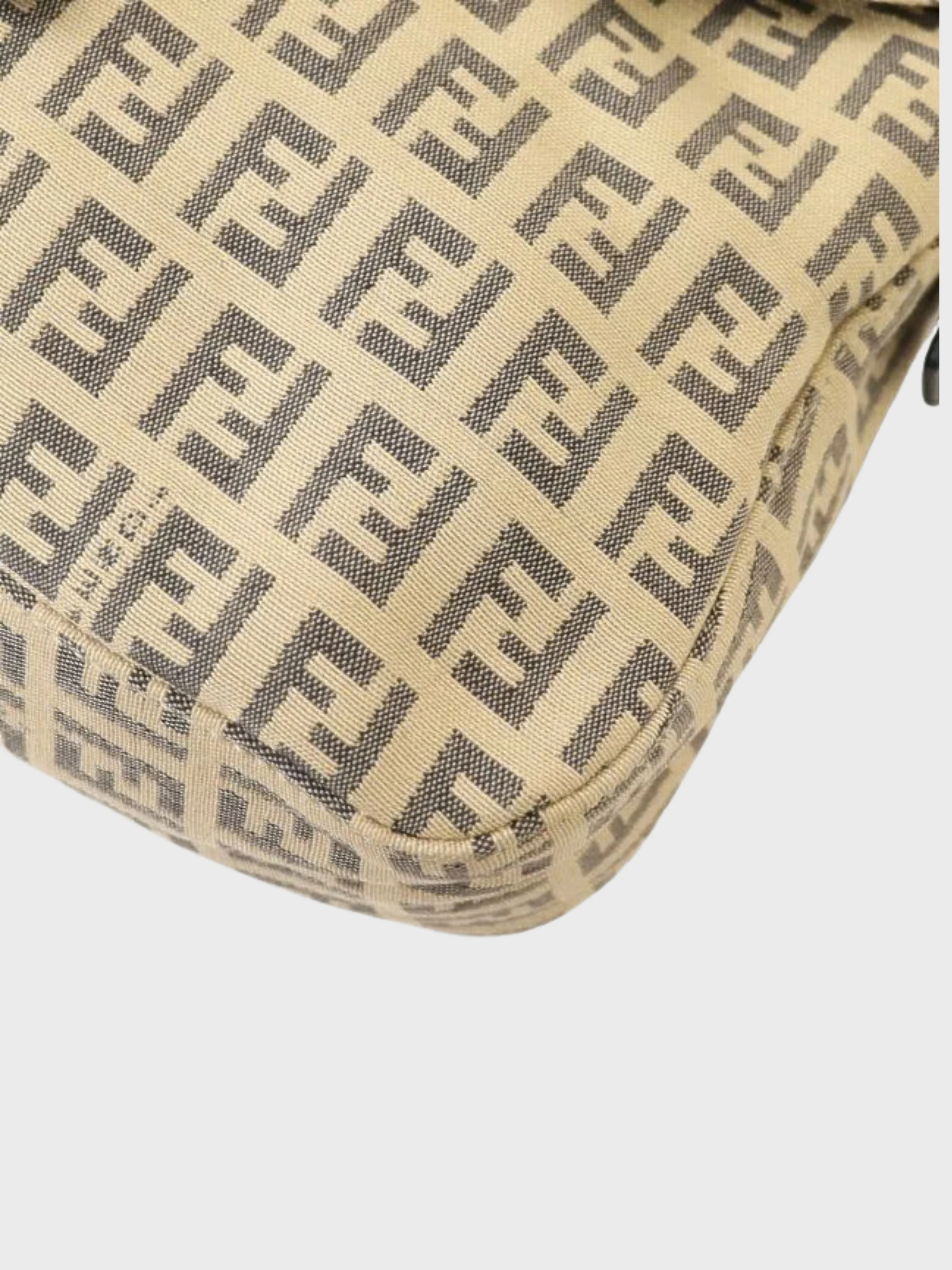 Fendi 2000 Black Beige Zucchino Canvas Leather Mamma Baguette - Image 5