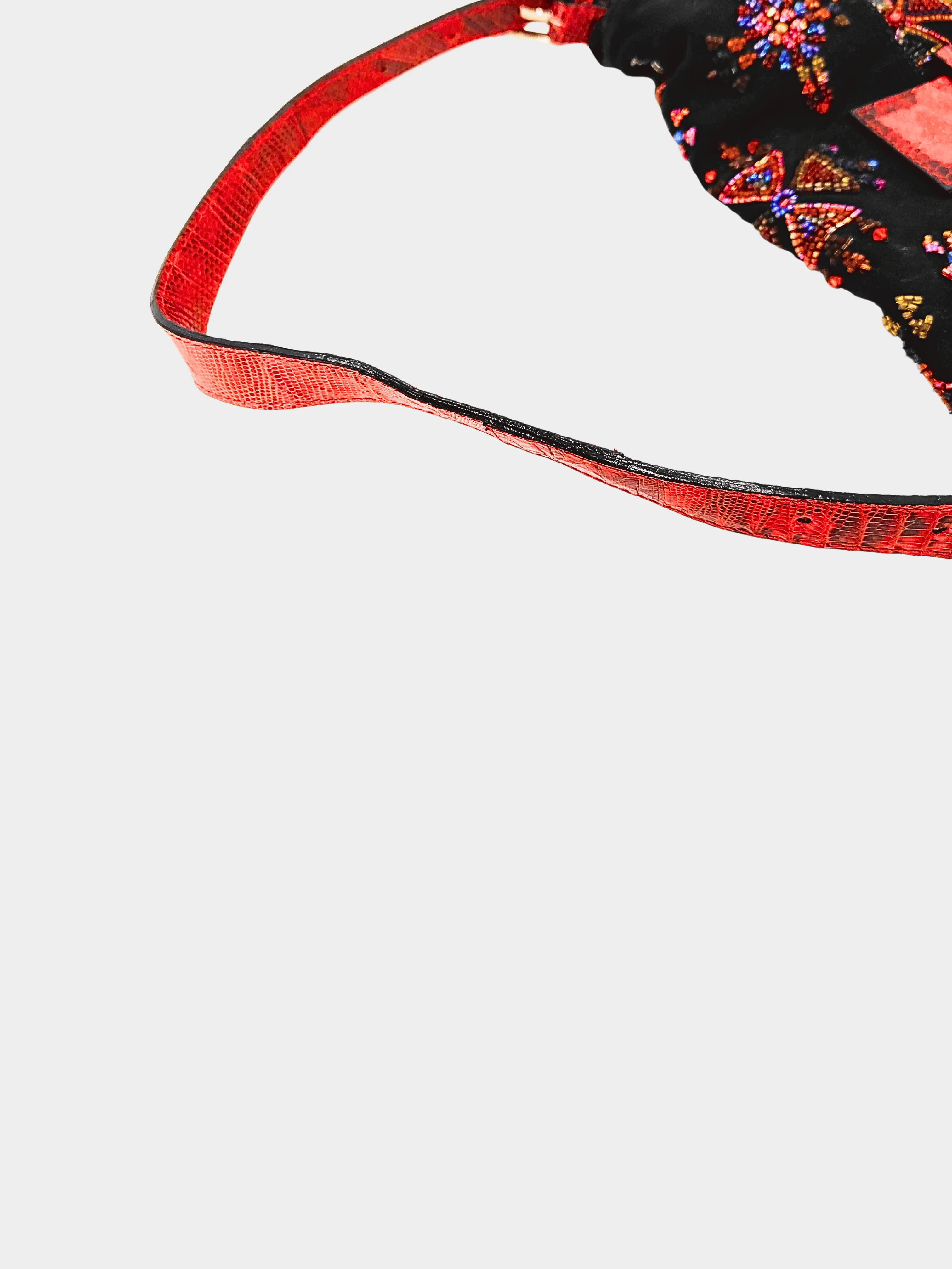 Fendi 2000s Beaded Jersey with Lizard Baguette Bag - Image 3