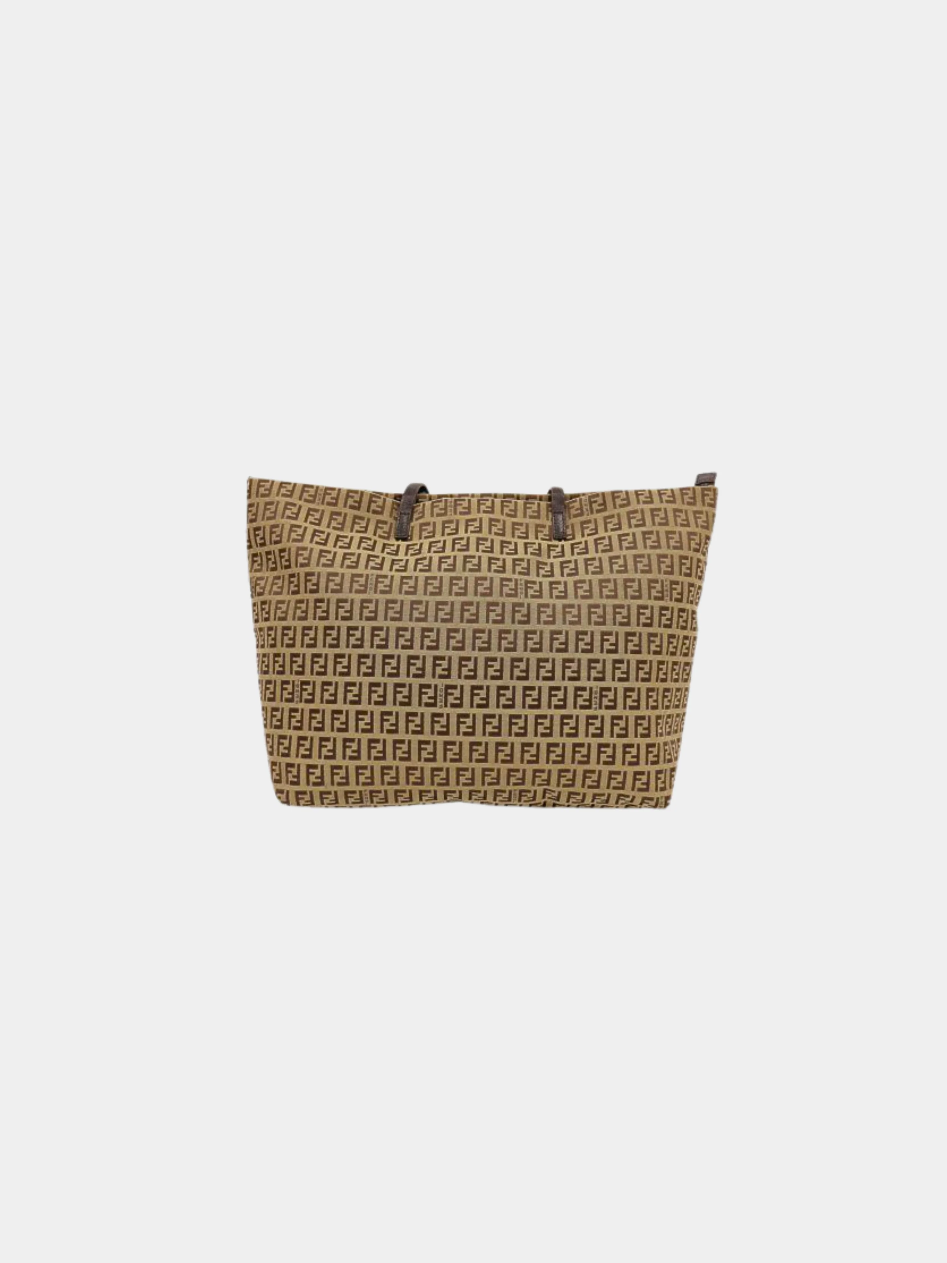 Fendi 2000s Beige and Brown Zucchino Canvas Tote Bag - Image 2