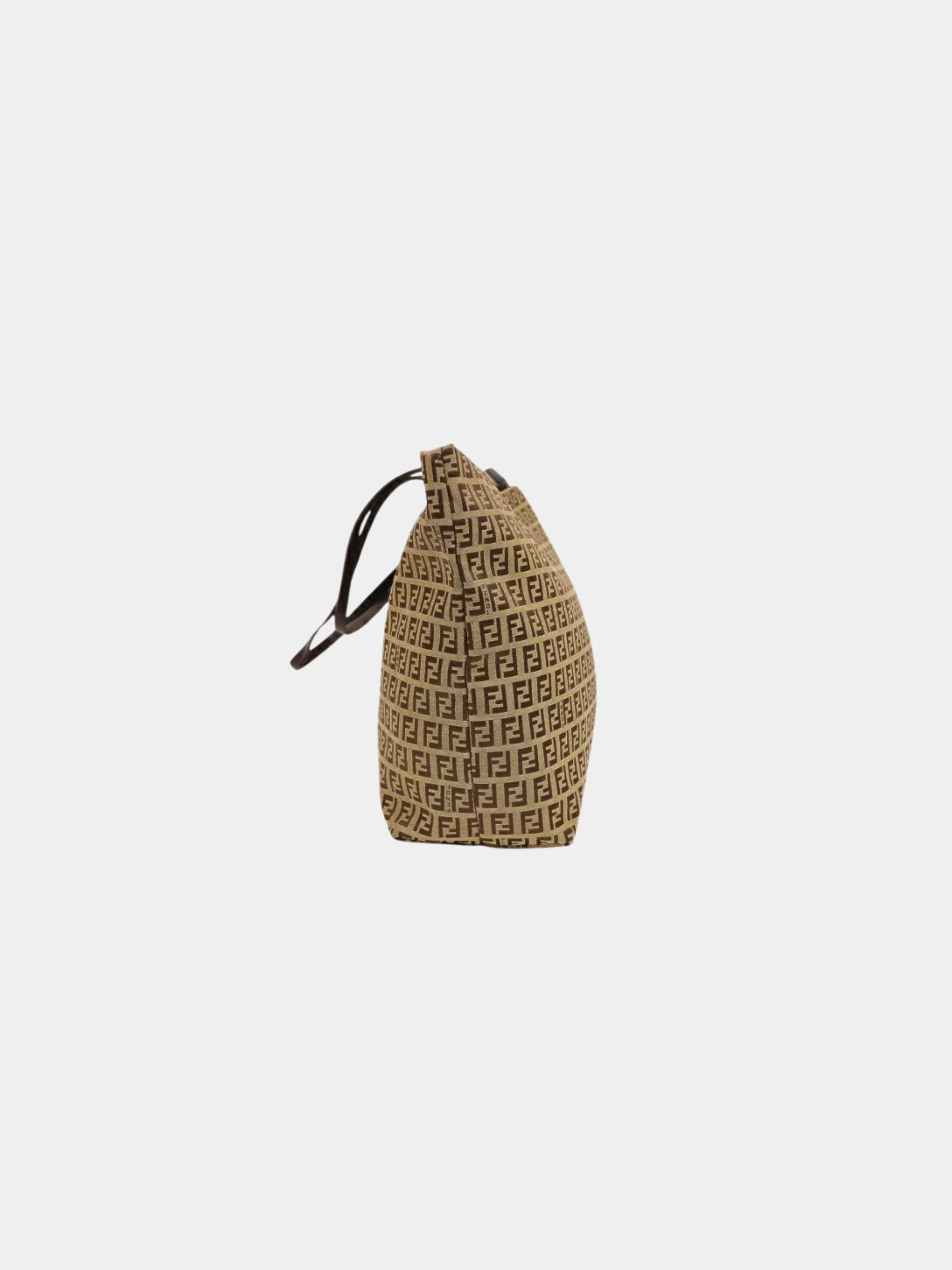 Fendi 2000s Beige and Brown Zucchino Canvas Tote Bag - Image 3