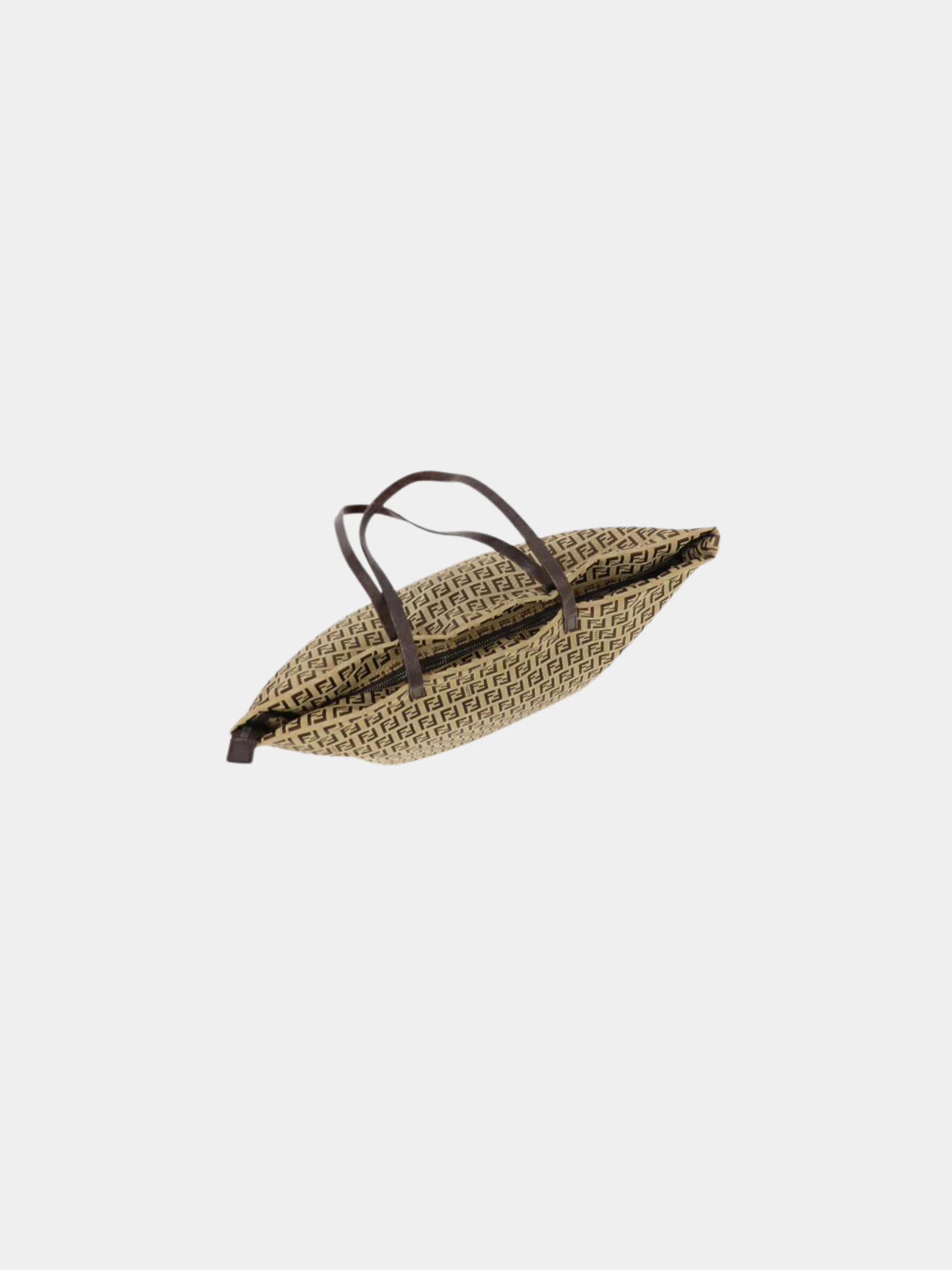 Fendi 2000s Beige and Brown Zucchino Canvas Tote Bag - Image 6