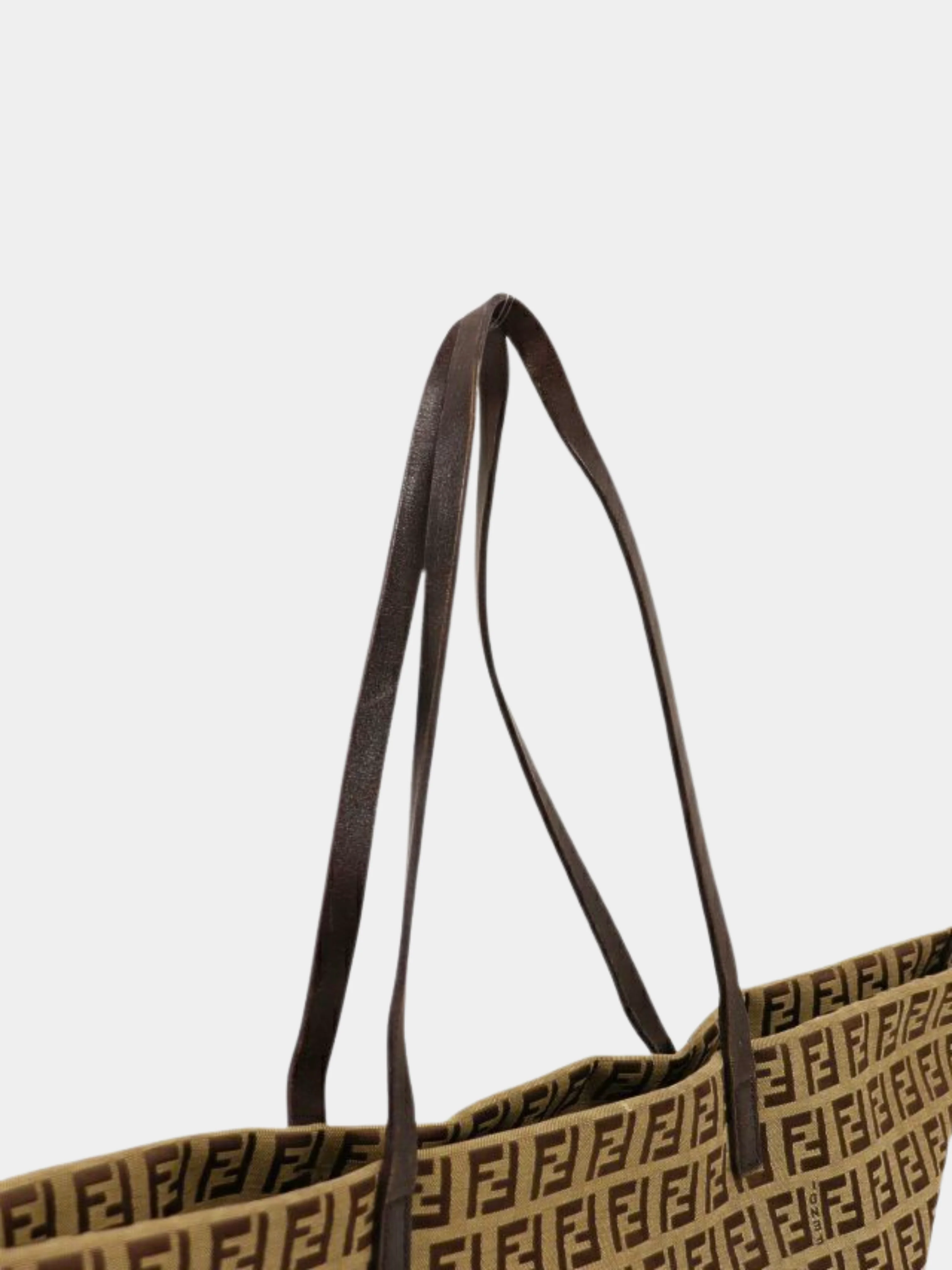 Fendi 2000s Beige and Brown Zucchino Canvas Tote Bag - Image 7