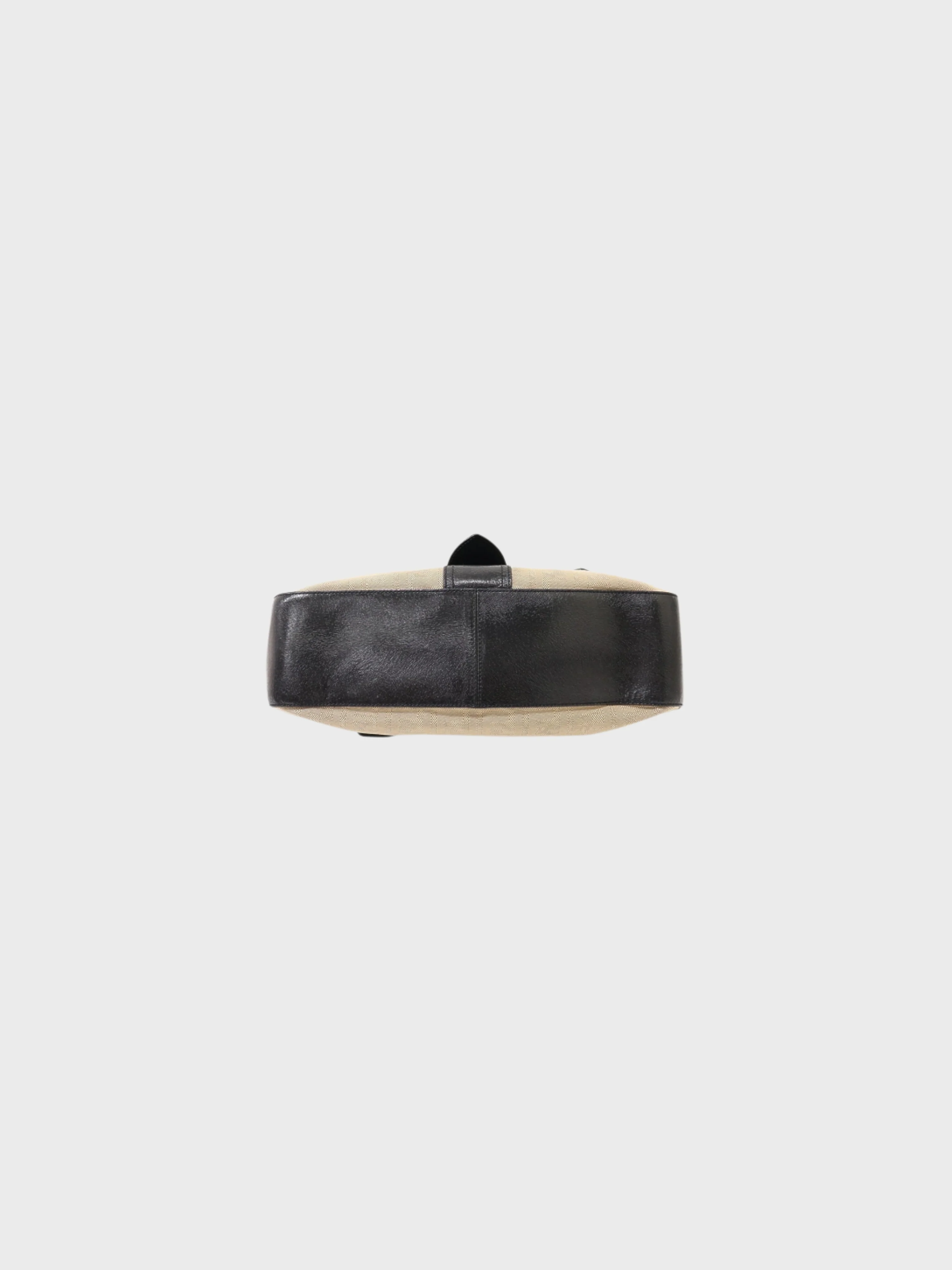 Fendi 2000s Beige Black Logo Canvas Leather Handbag - Image 4