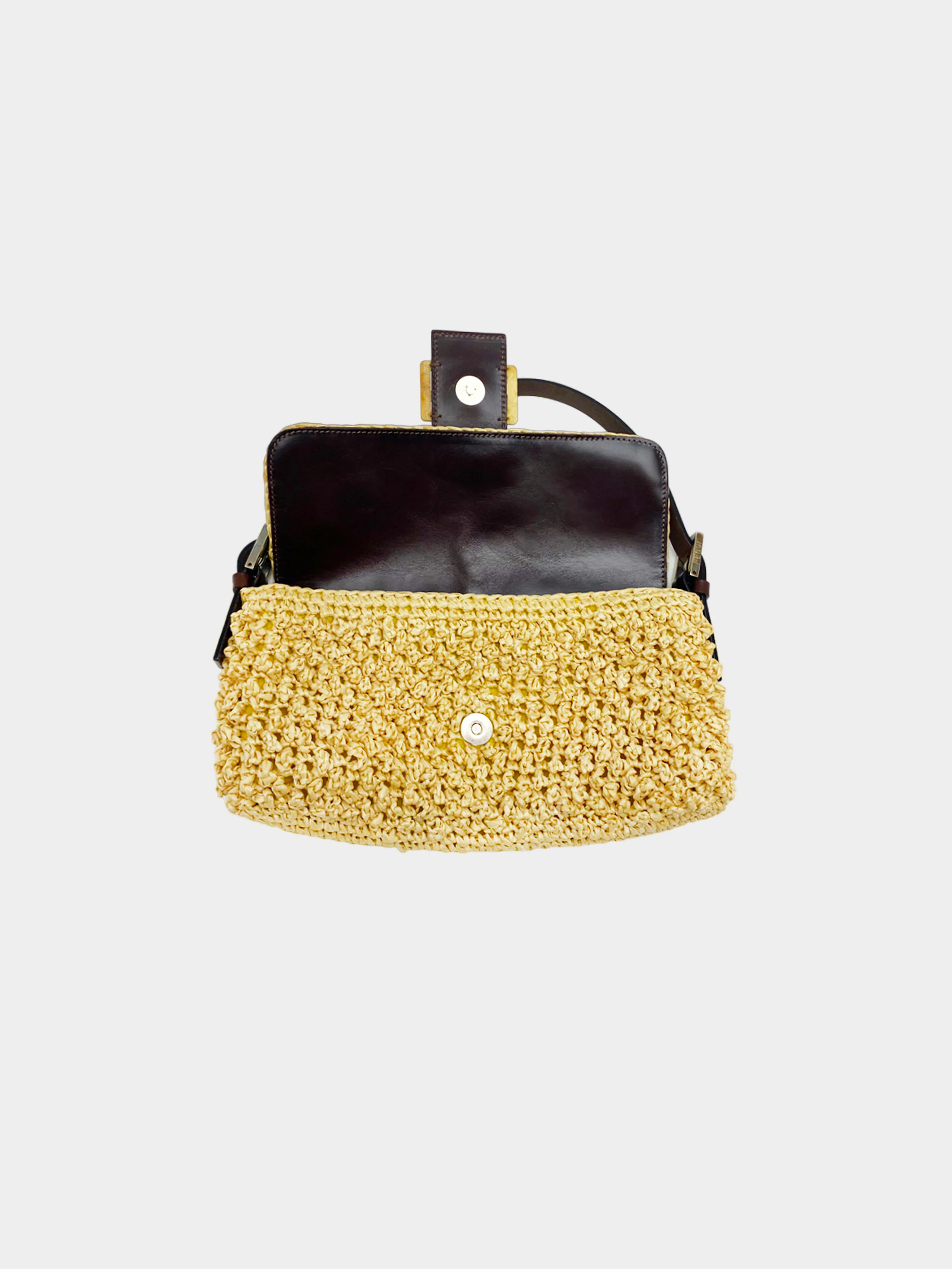 Fendi 2000s Beige Straw Baguette - Image 3