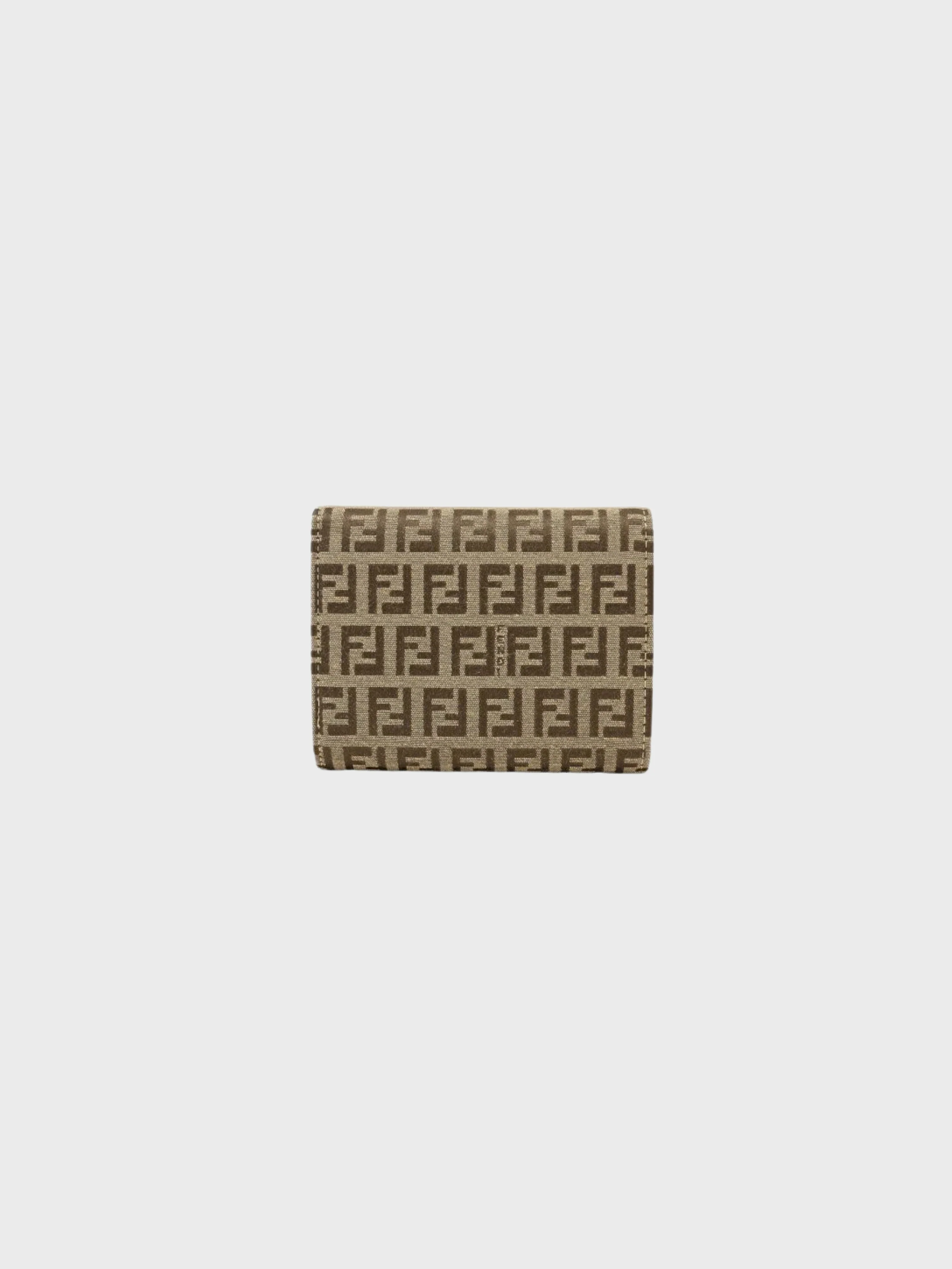 Fendi 2000s Beige Zucchino Canvas Compact Wallet - Image 2