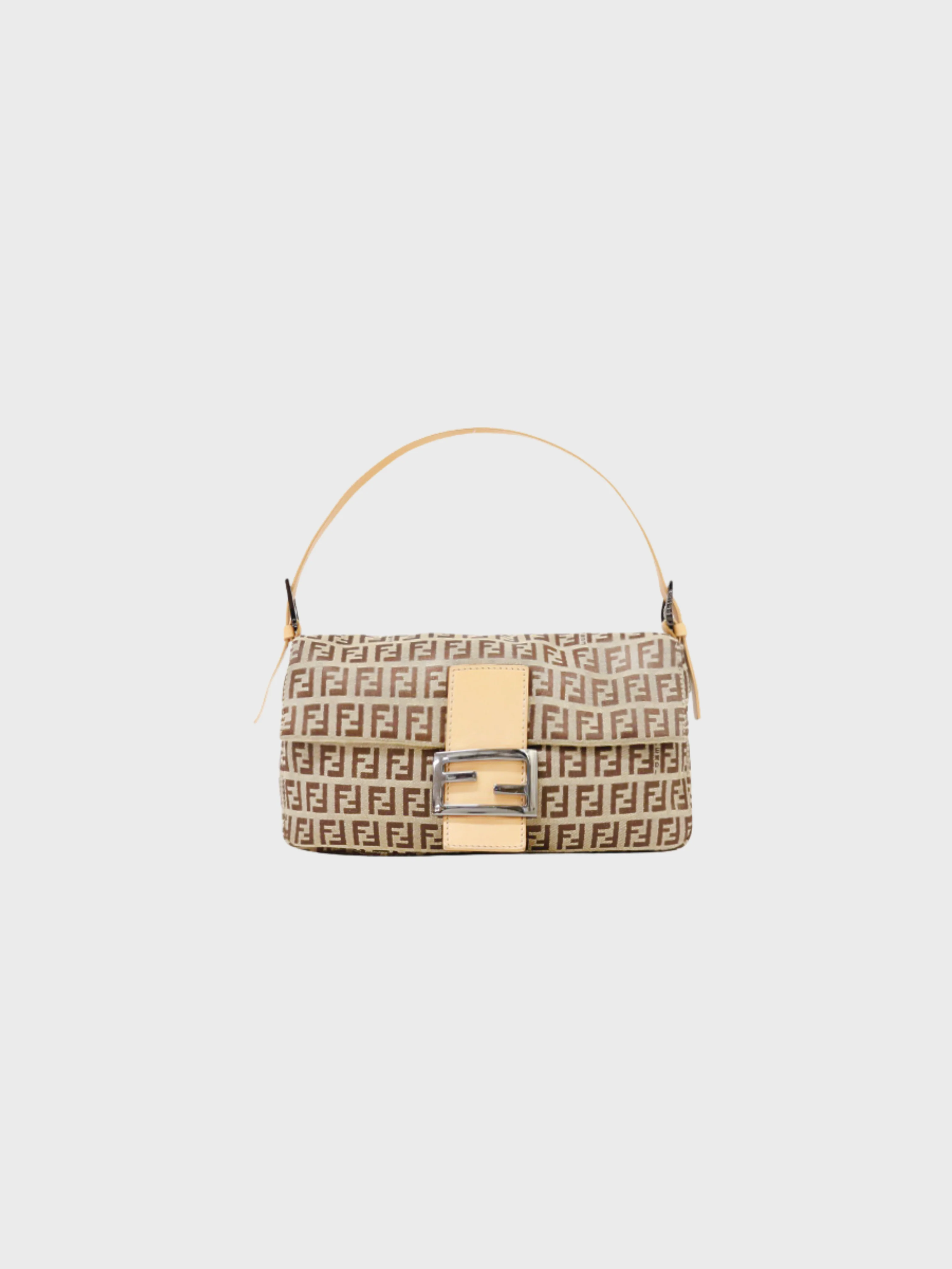 Fendi 2000s Beige Zucchino Canvas Mamma Baguette