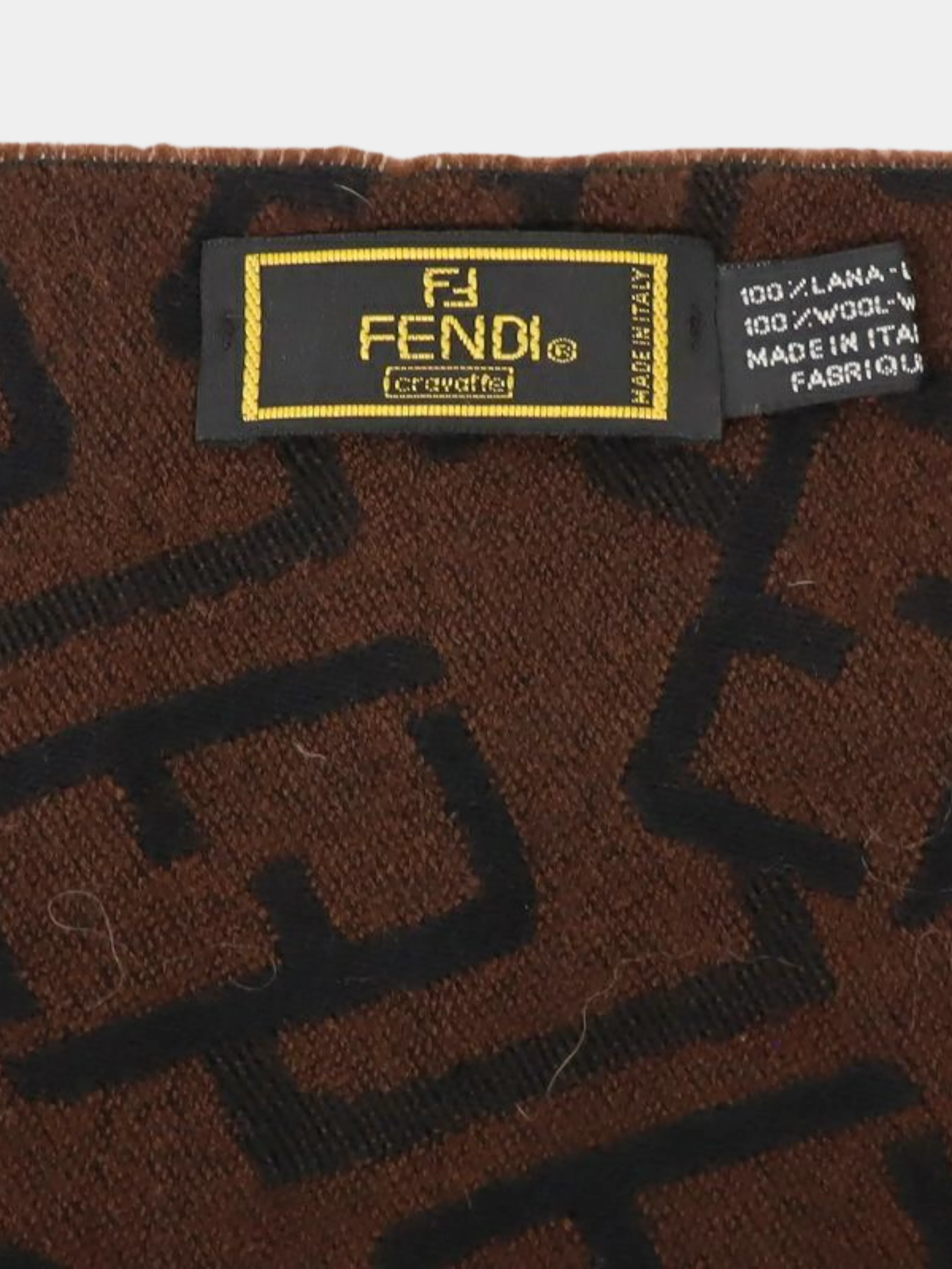 Fendi 2000s Black Brown Zucca Reversible Wool Scarf - Image 3