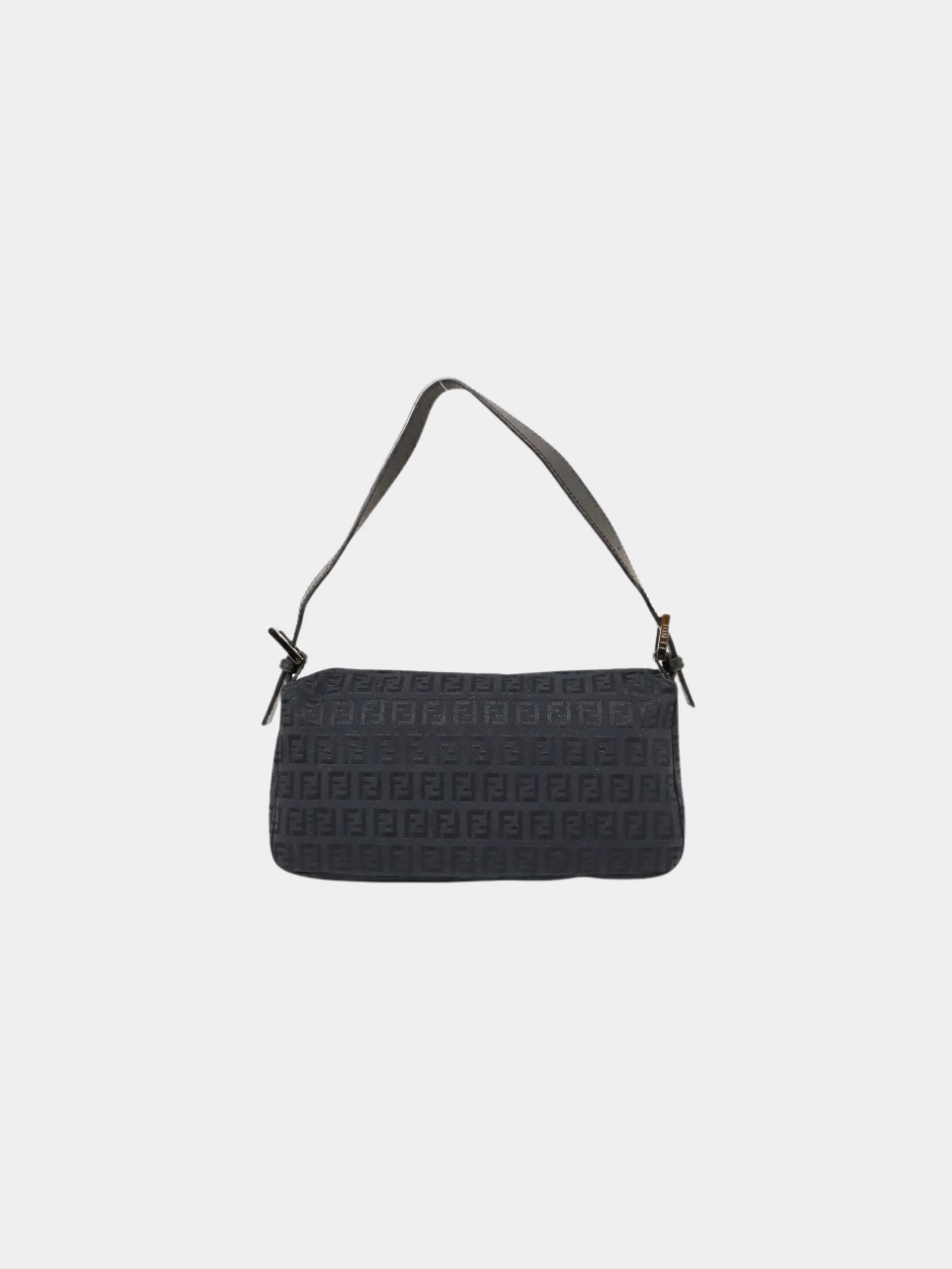 Fendi 2000s Black Canvas and Leather Zucca Mamma Baguette Bag - Image 2