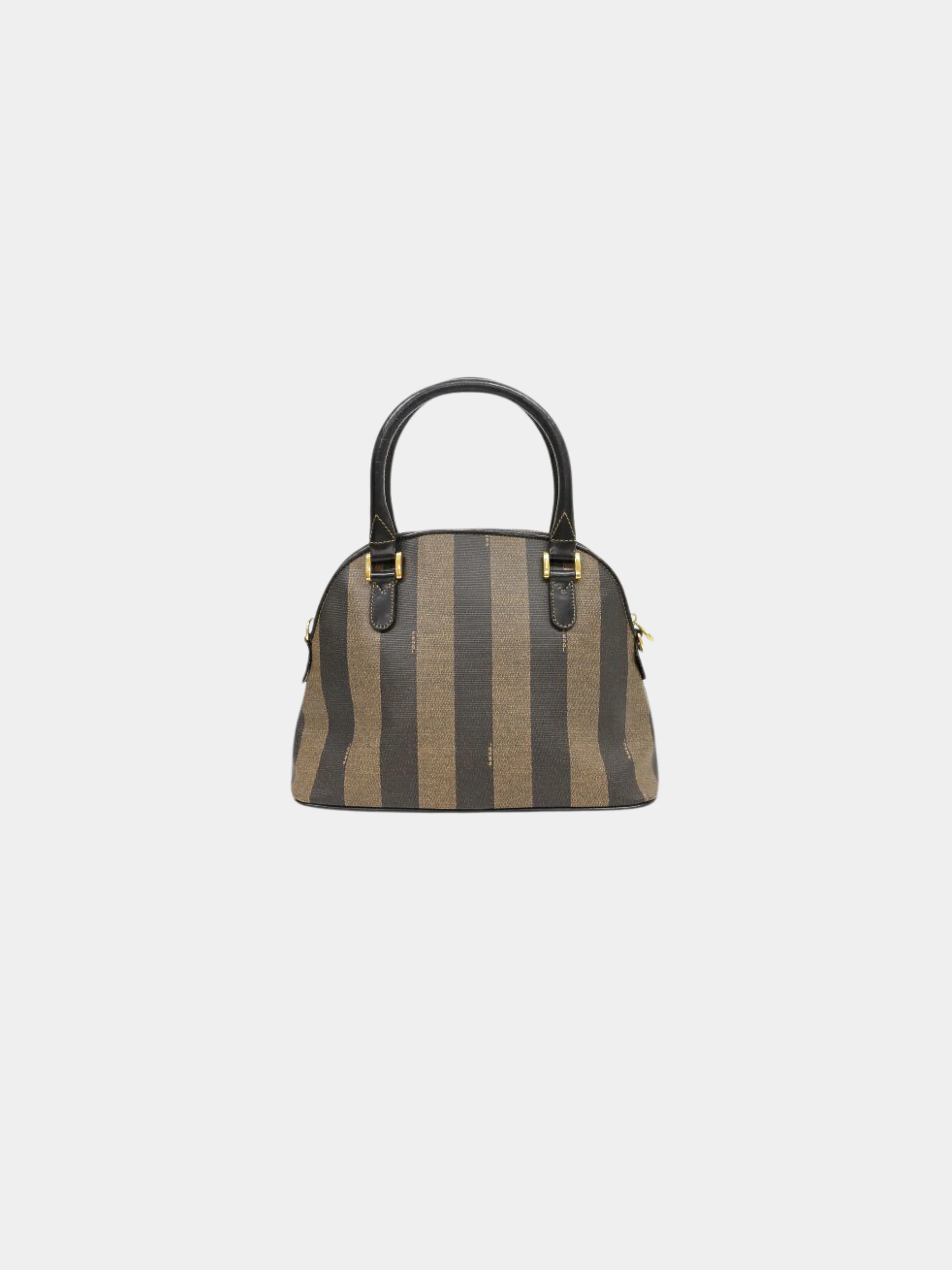 Fendi 2000s Black Khaki Pecan PVC Leather 2-Way Bag - Image 2