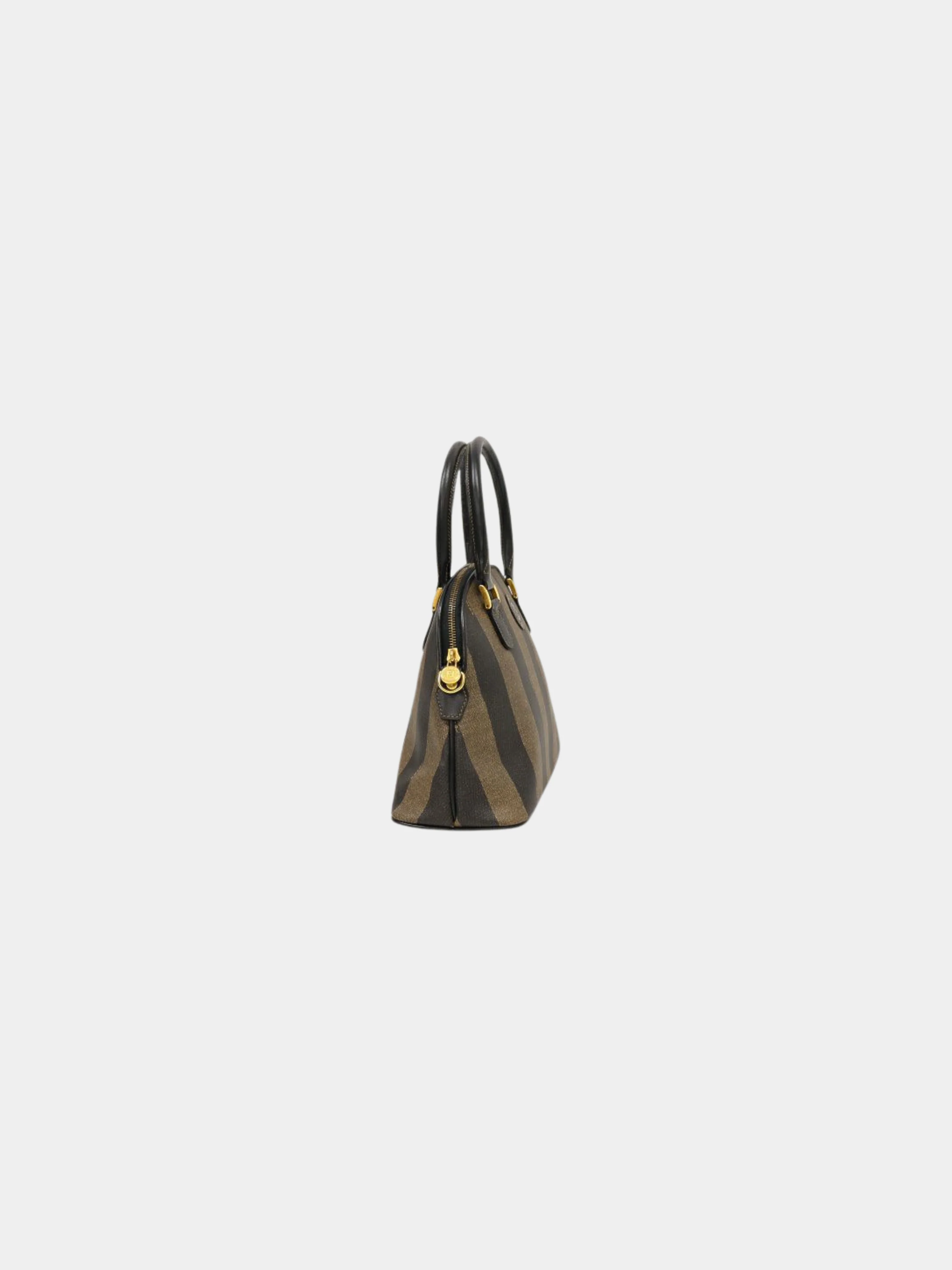 Fendi 2000s Black Khaki Pecan PVC Leather 2-Way Bag - Image 3