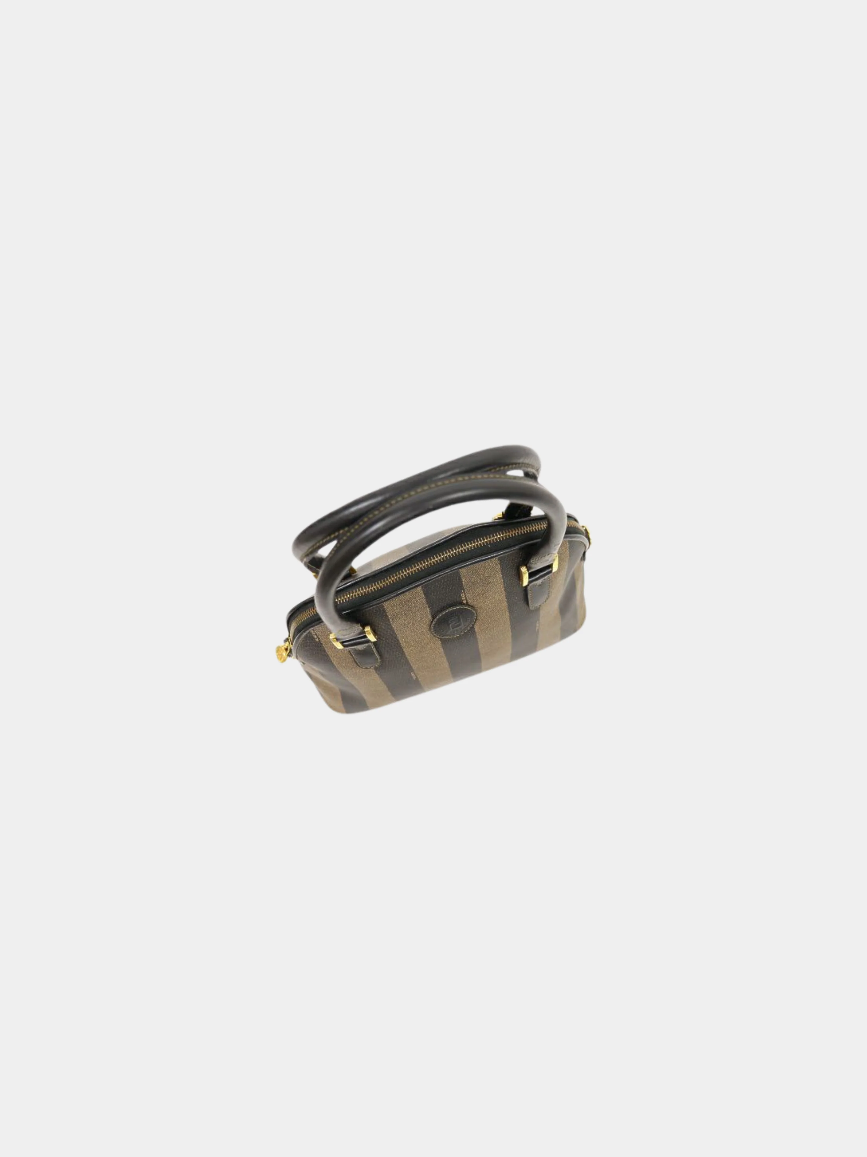 Fendi 2000s Black Khaki Pecan PVC Leather 2-Way Bag - Image 6