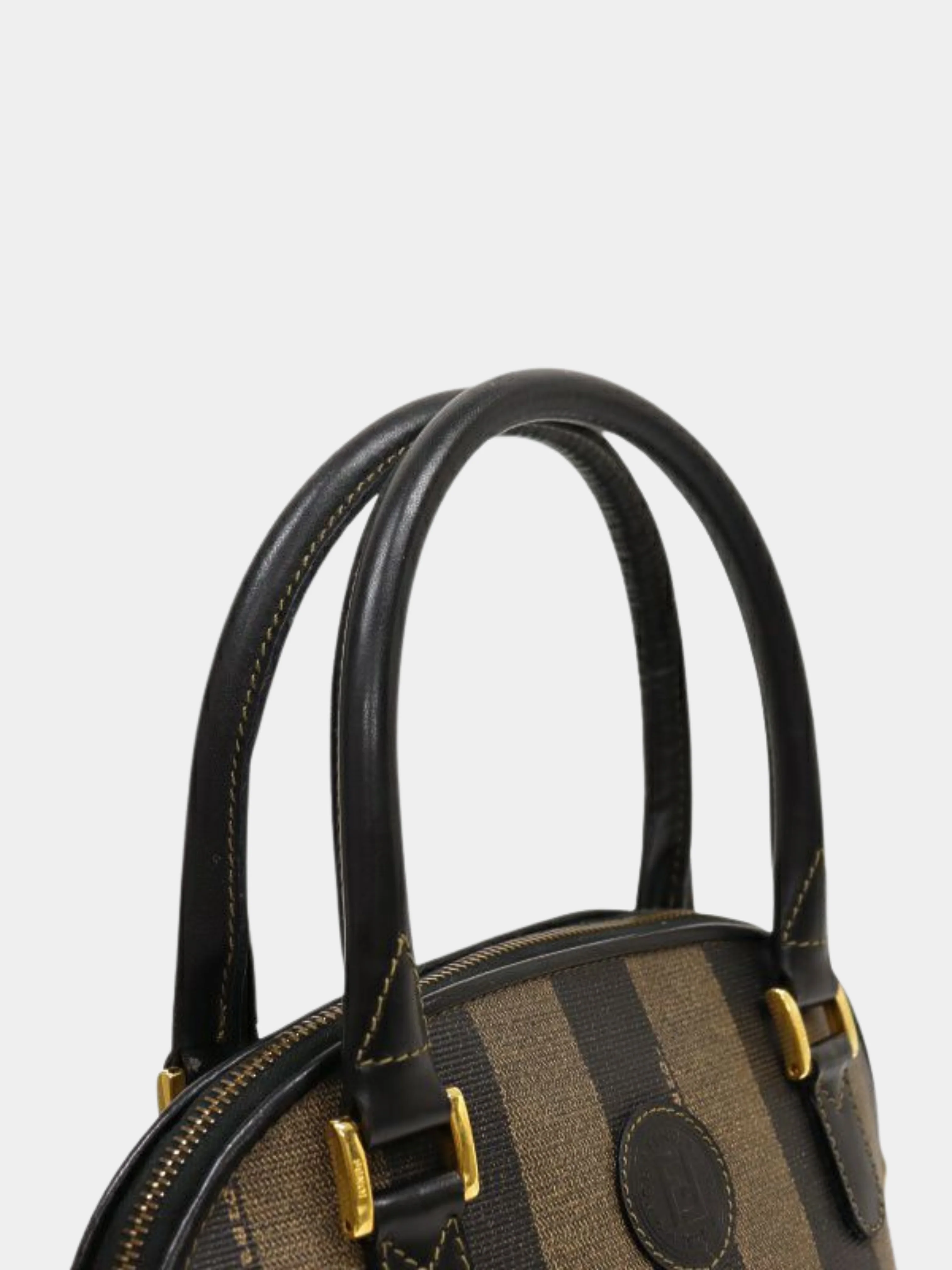 Fendi 2000s Black Khaki Pecan PVC Leather 2-Way Bag - Image 7