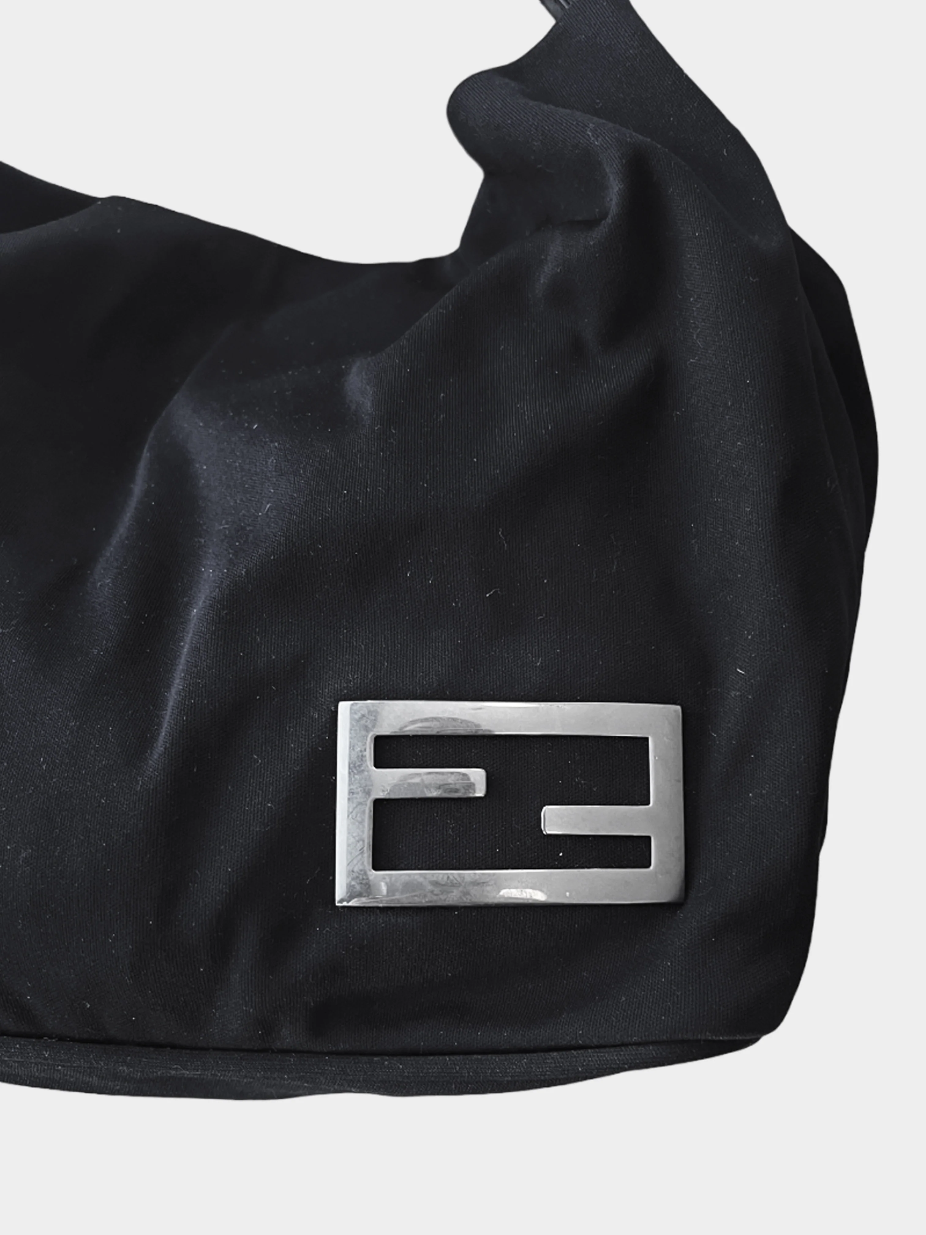 Fendi 2000s Black Nylon Hobo Bag - Image 3