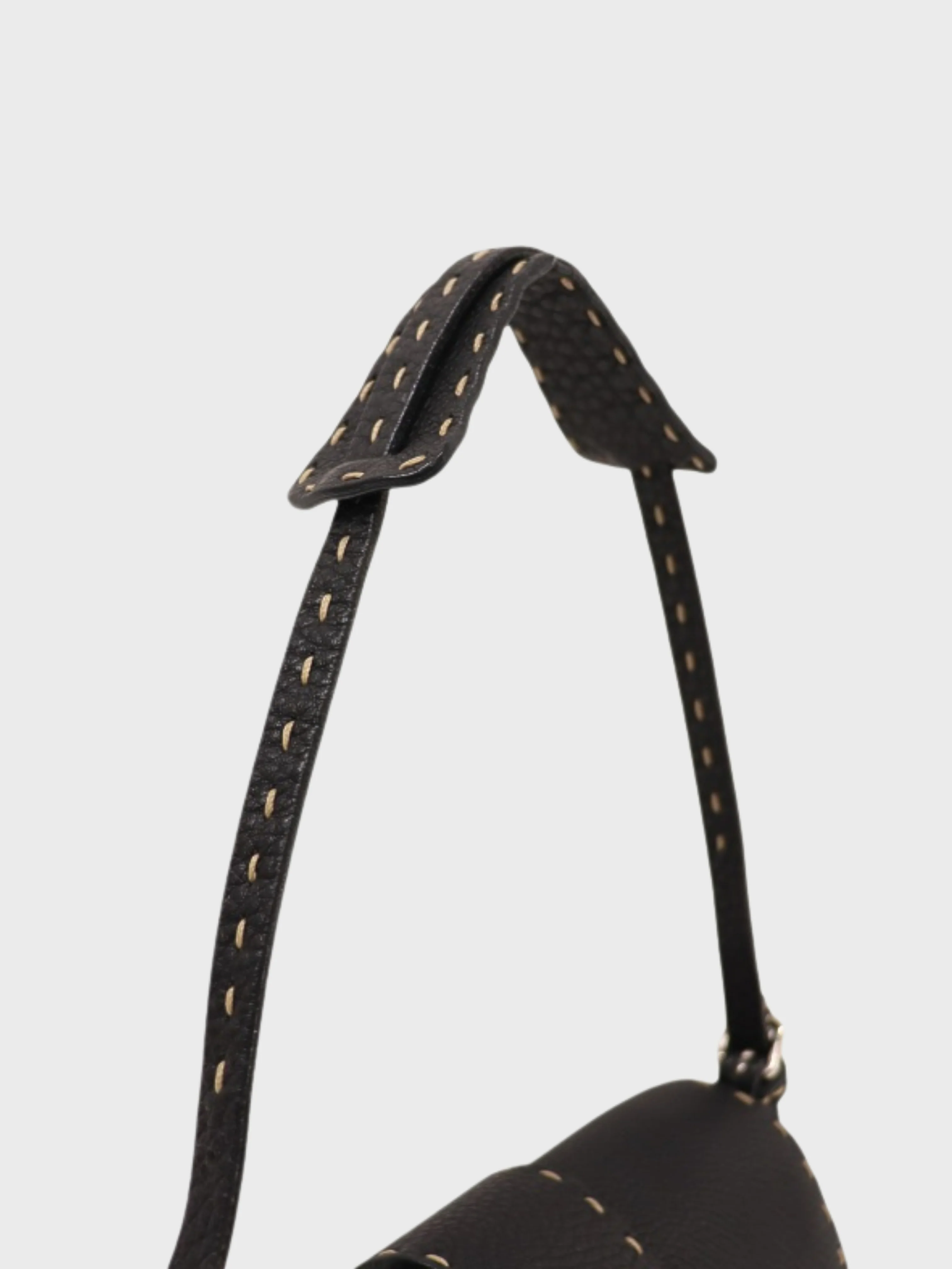 Fendi 2000s Black Selleria Leather One-Shoulder Bag - Image 6