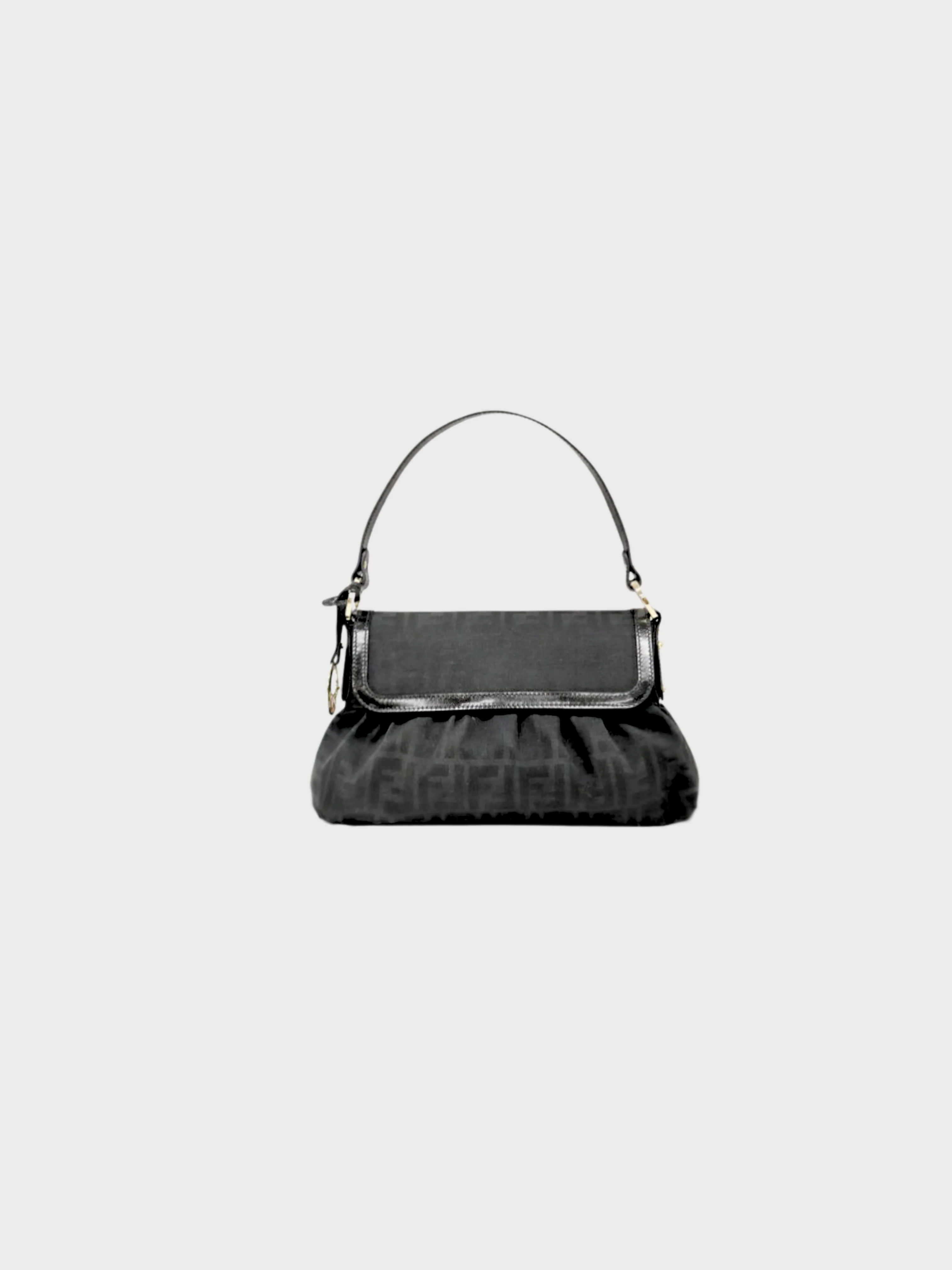 Fendi 2000s Black Zucca Canvas One-Shoulder Bag