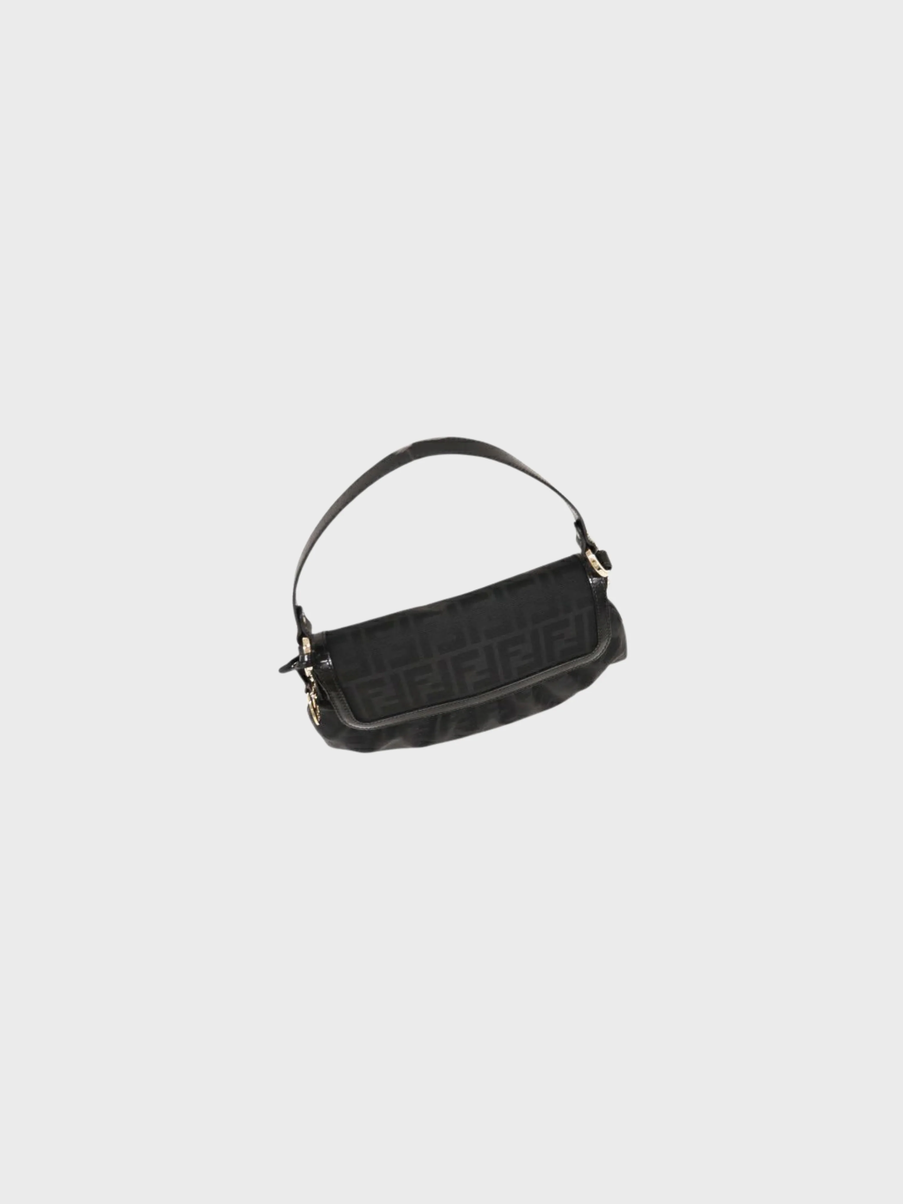 Fendi 2000s Black Zucca Canvas One-Shoulder Bag - Image 5