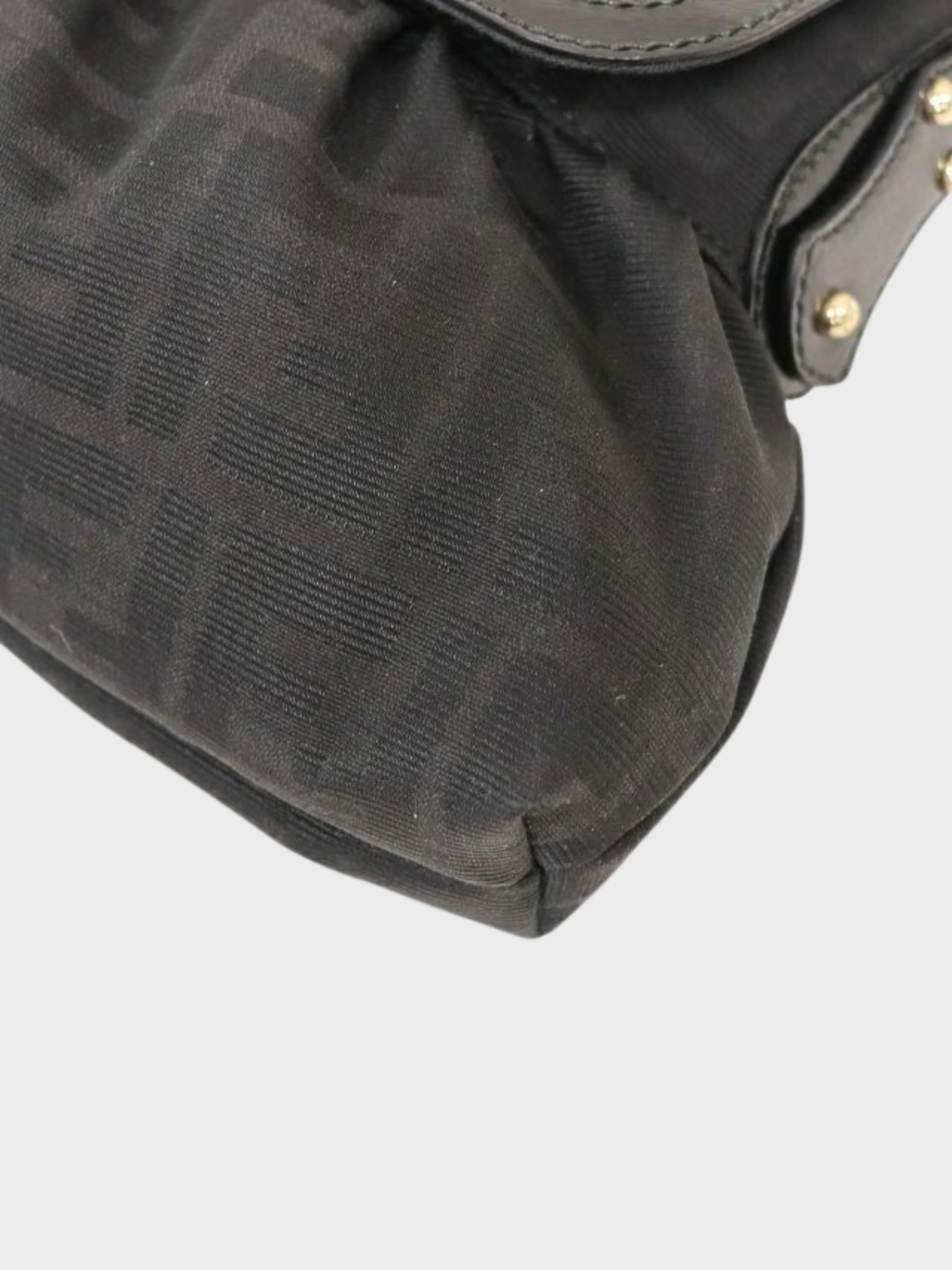 Fendi 2000s Black Zucca Canvas One-Shoulder Bag - Image 6