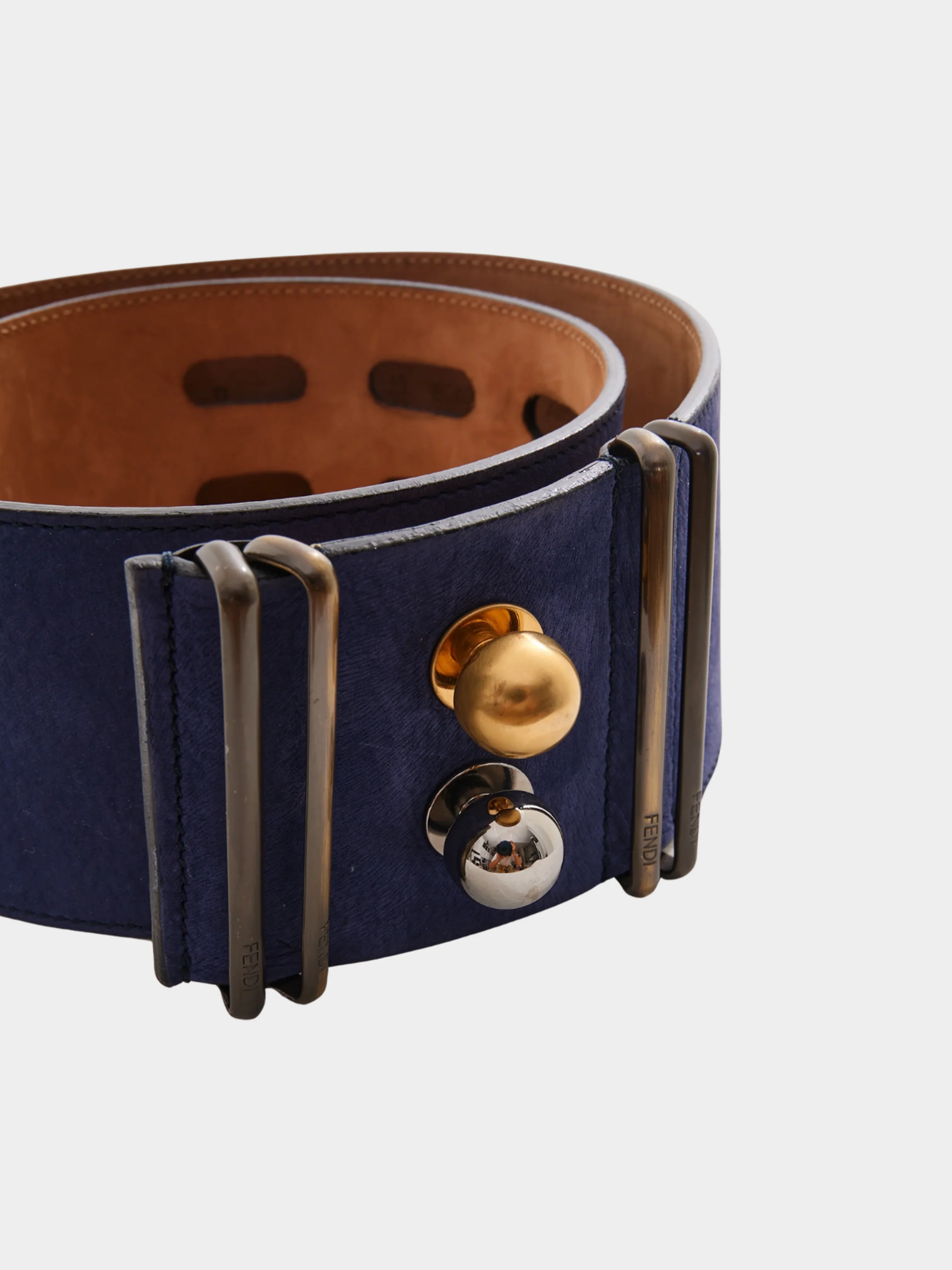 Fendi 2000s Blue and Gold Belt - Image 3