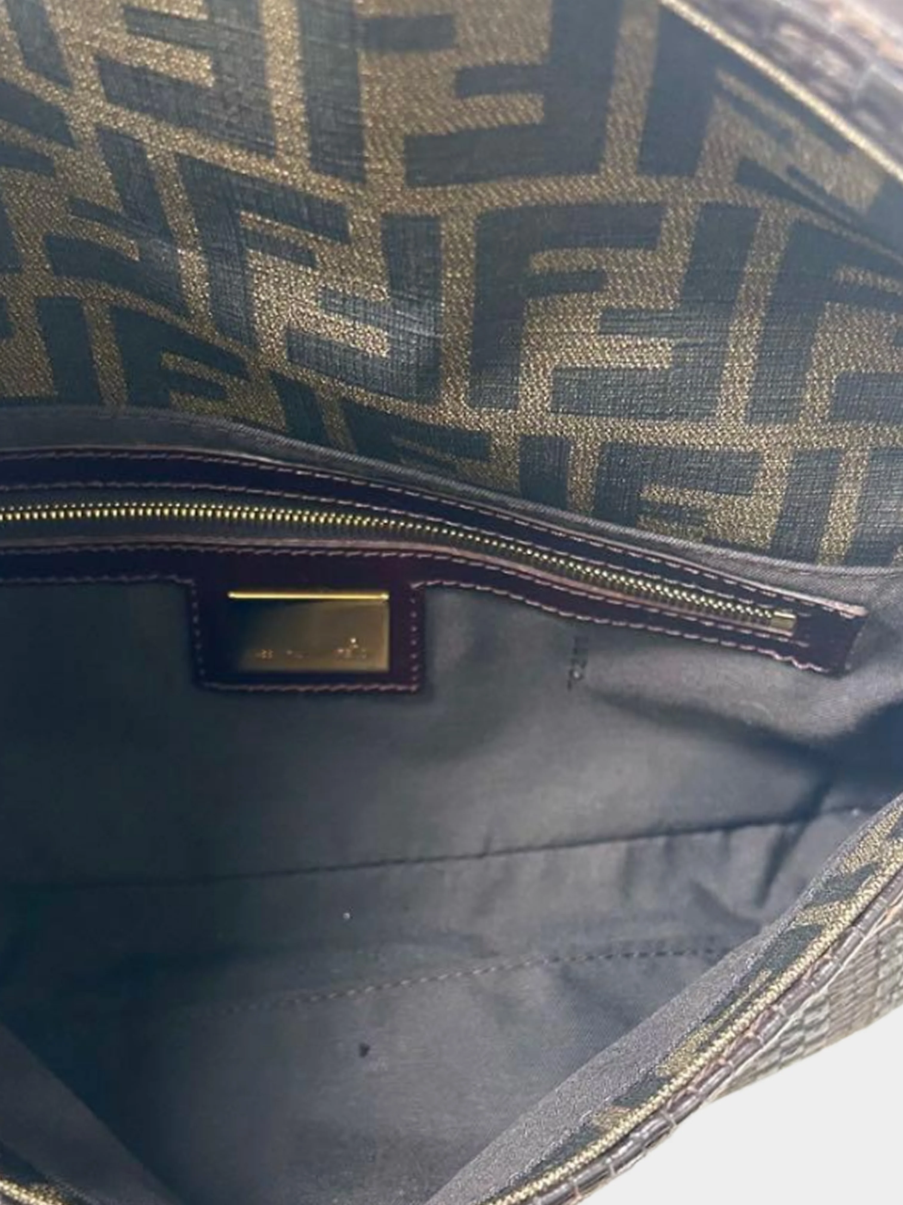 Fendi 2000s Brown Baguette Leather One-Shoulder Bag - Image 3