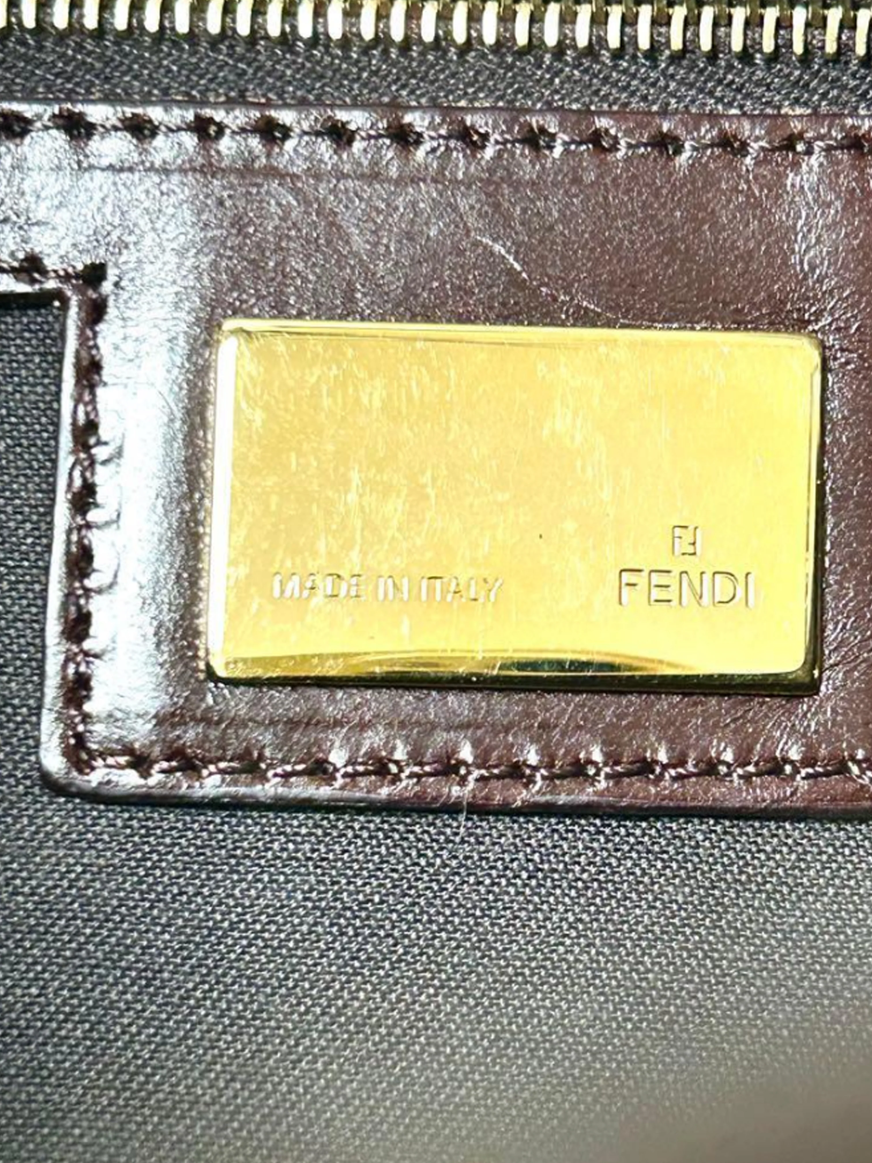 Fendi 2000s Brown Baguette Leather One-Shoulder Bag - Image 5