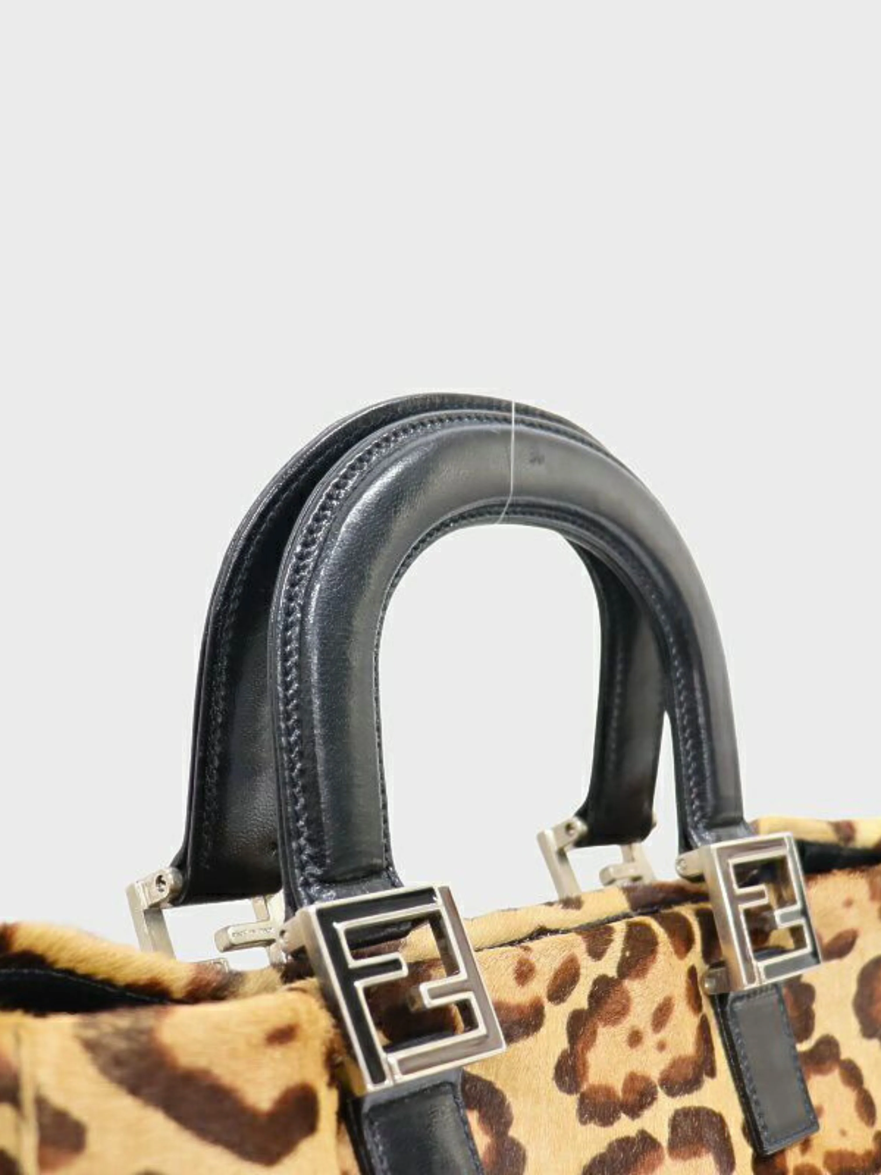 Fendi 2000s Brown Black Leopard Haircalf Handbag - Image 6
