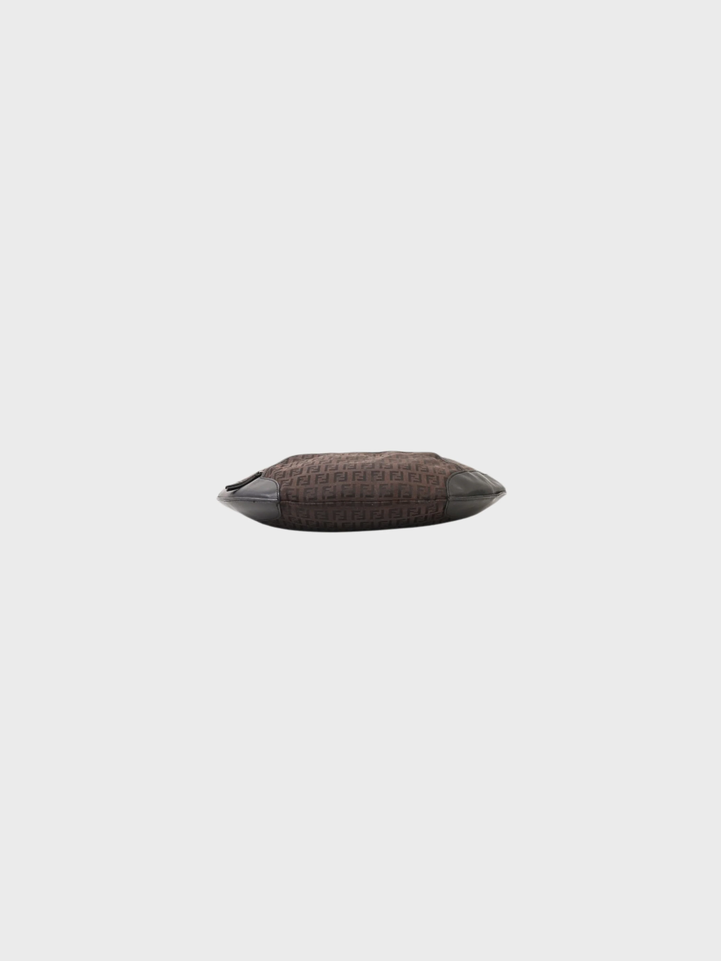 Fendi 2000s Brown Black Zucchino Canvas One Shoulder Bag - Image 5
