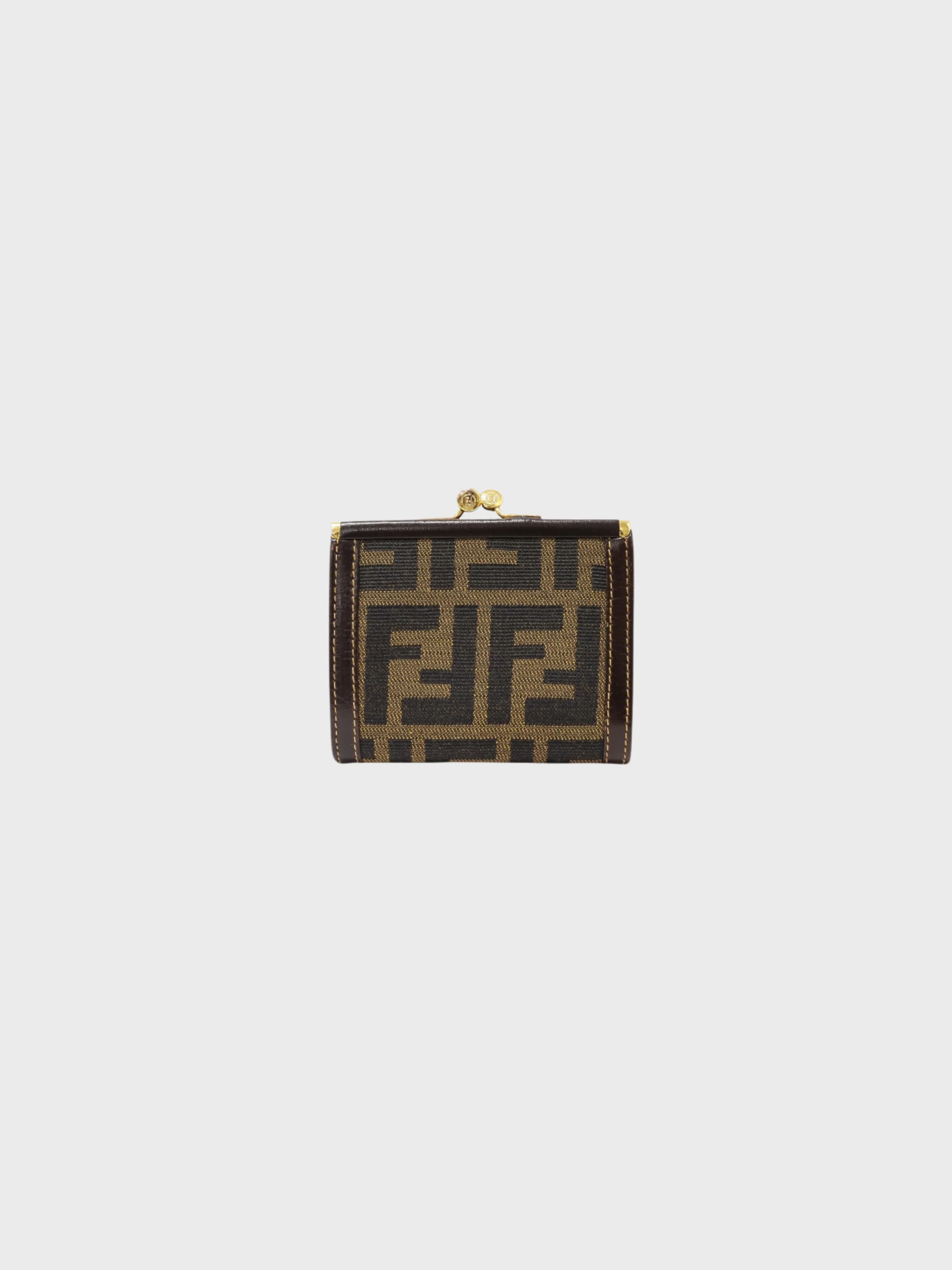 Fendi 2000s Brown Leather Zucca Coin Case - Image 2