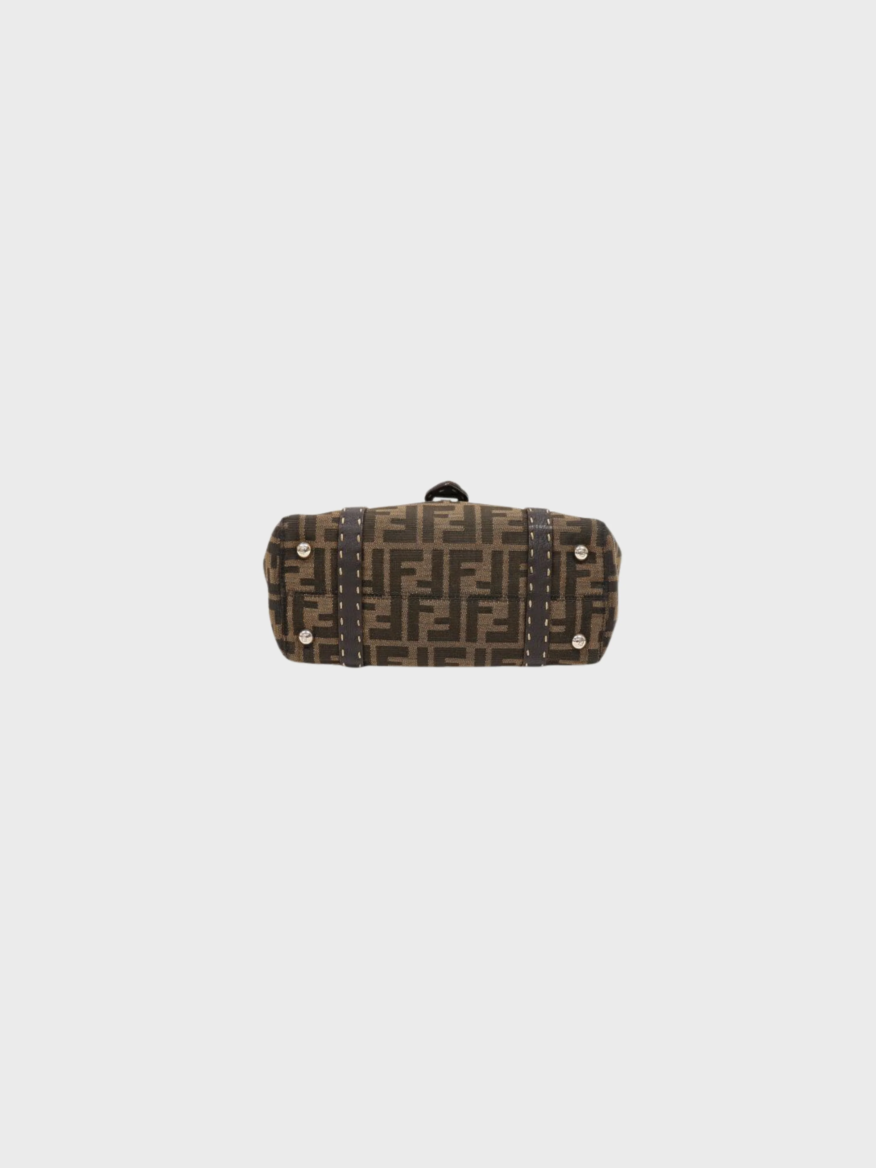 Fendi 2000s Brown Zucca Canvas Leather Handbag - Image 3