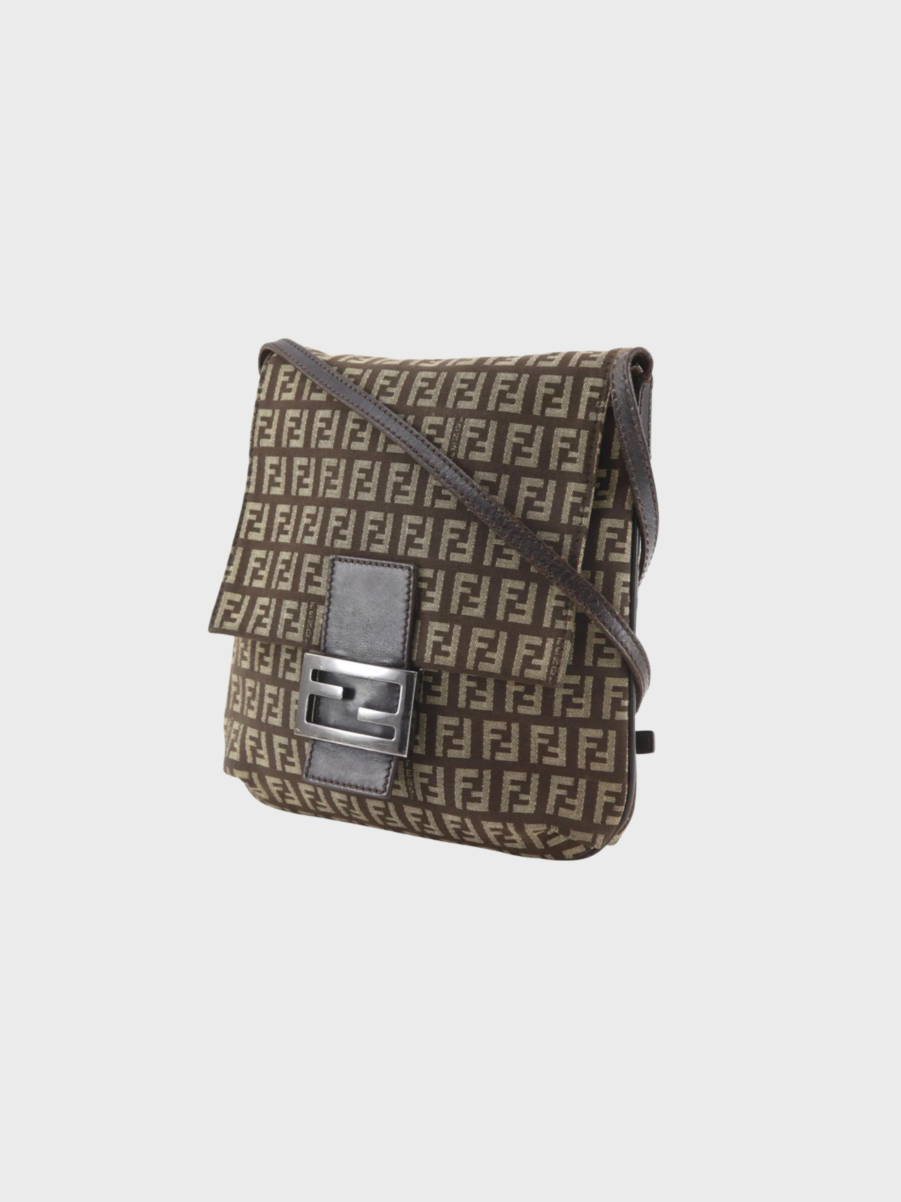 Fendi 2000s Brown Zucchino Canvas Crossbody Shoulder Bag - Image 2