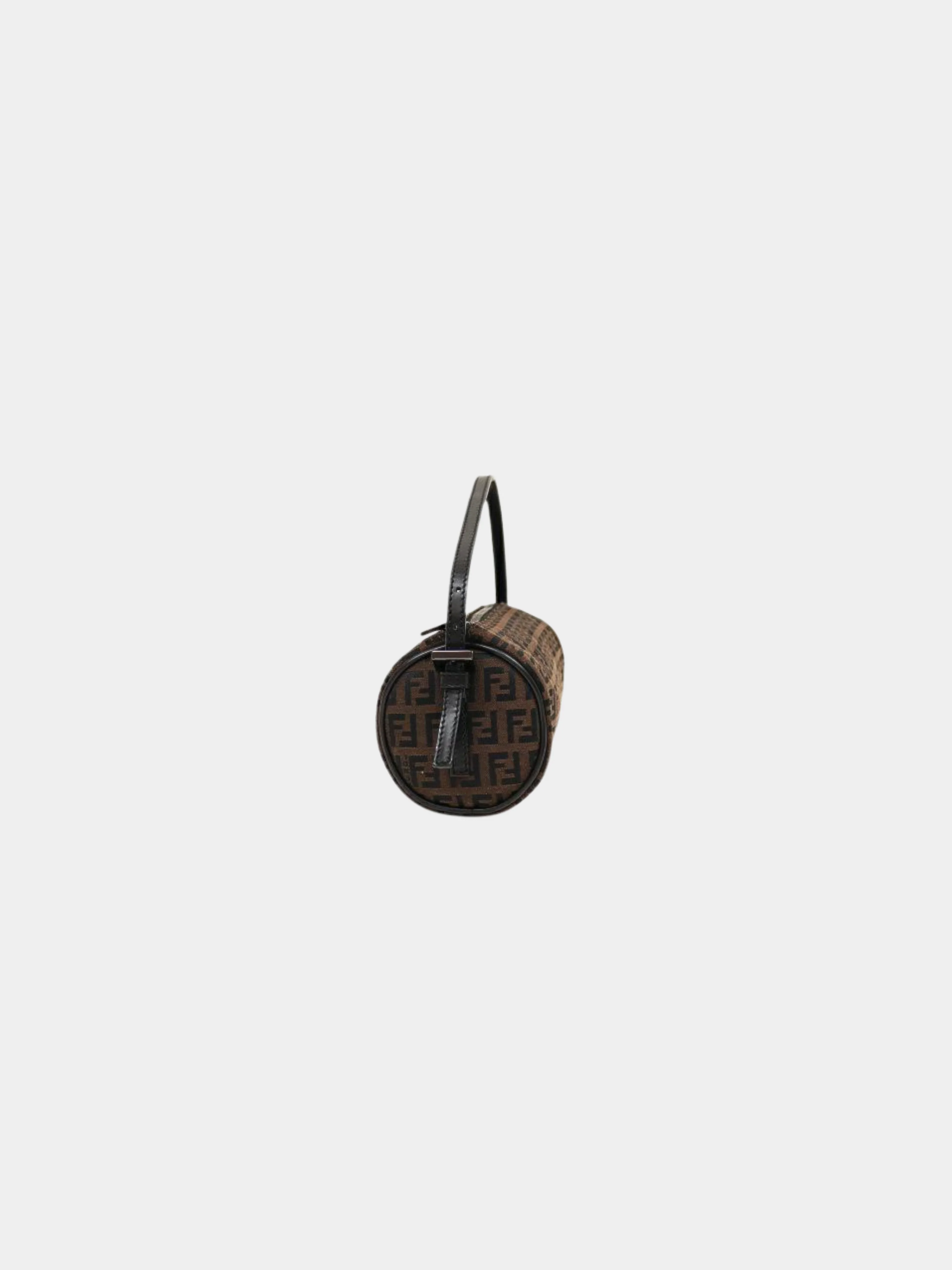Fendi 2000s Brown Zucchino Canvas Leather Trim One-Shoulder Bag - Image 3