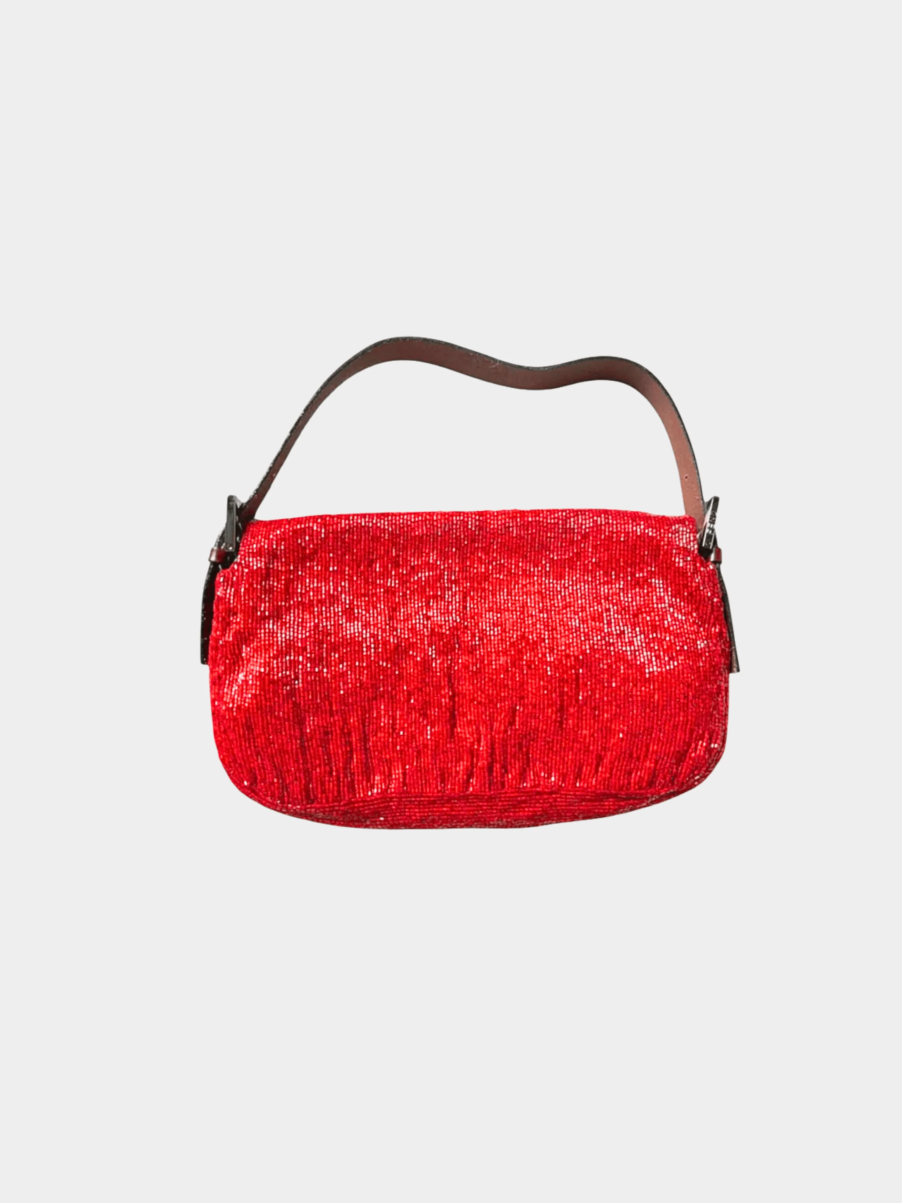 Fendi 2000s Cherry Red Beaded Baguette Bag - Image 2