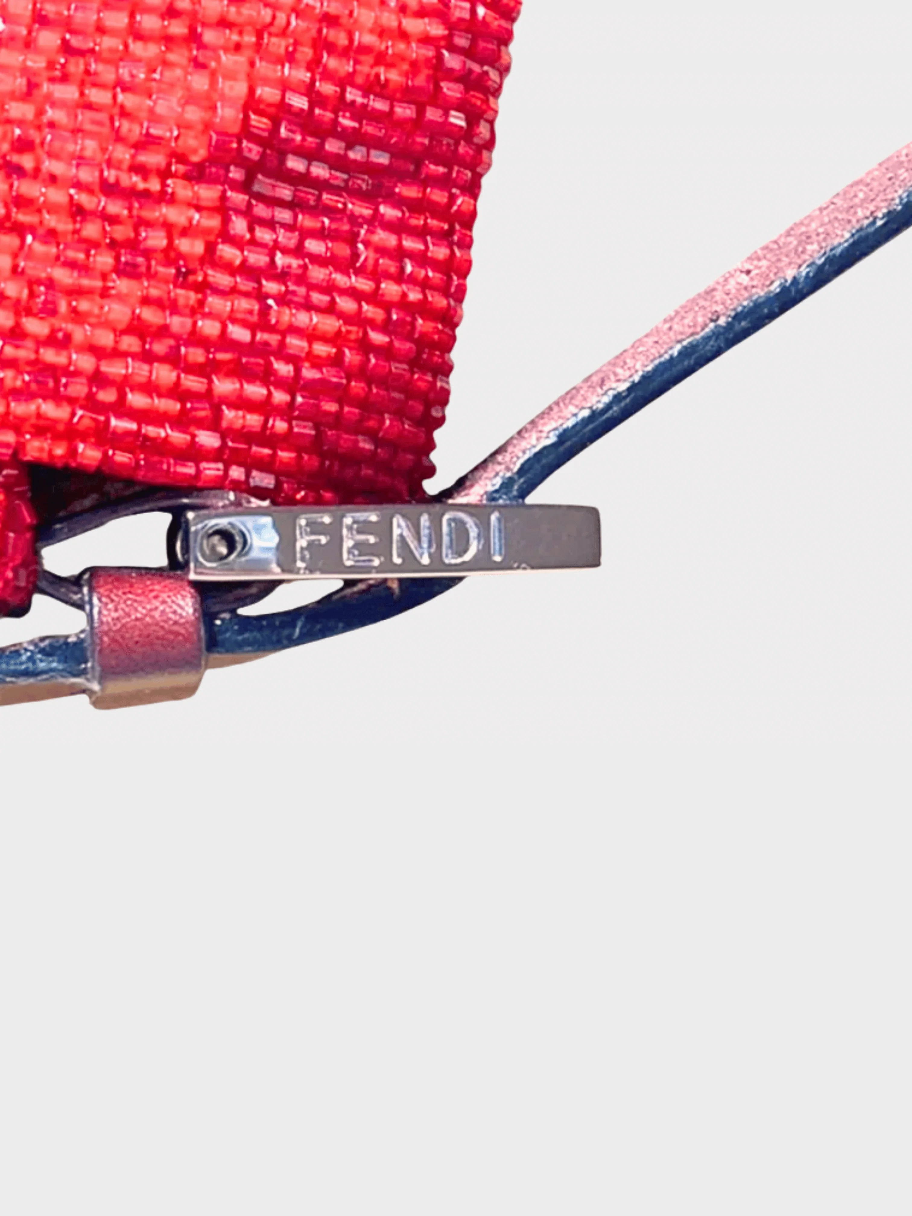 Fendi 2000s Cherry Red Beaded Baguette Bag - Image 5