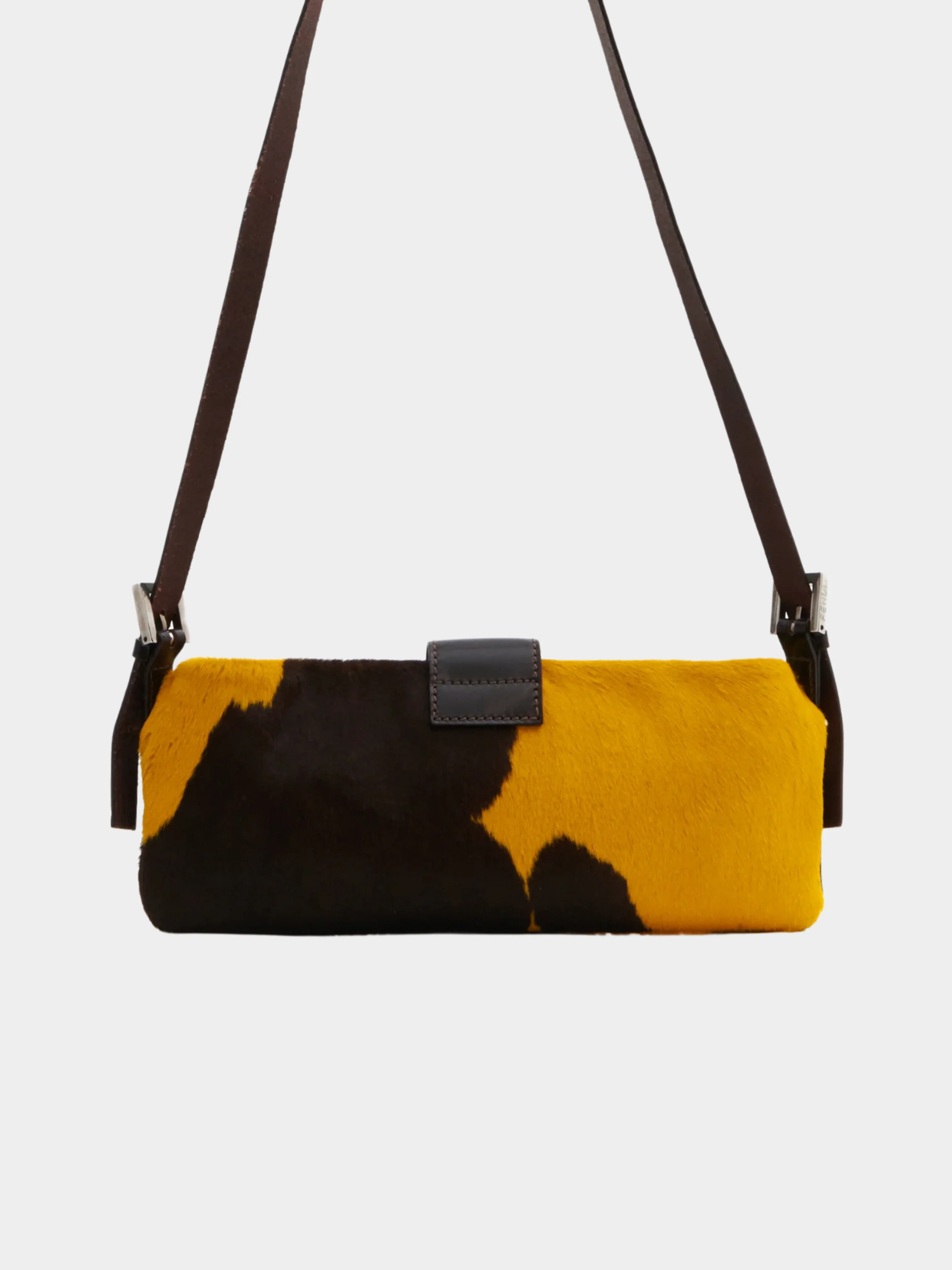 Fendi 2000s Cow Print Calfskin Crossbody Bag in Yellow & Brown - Image 2