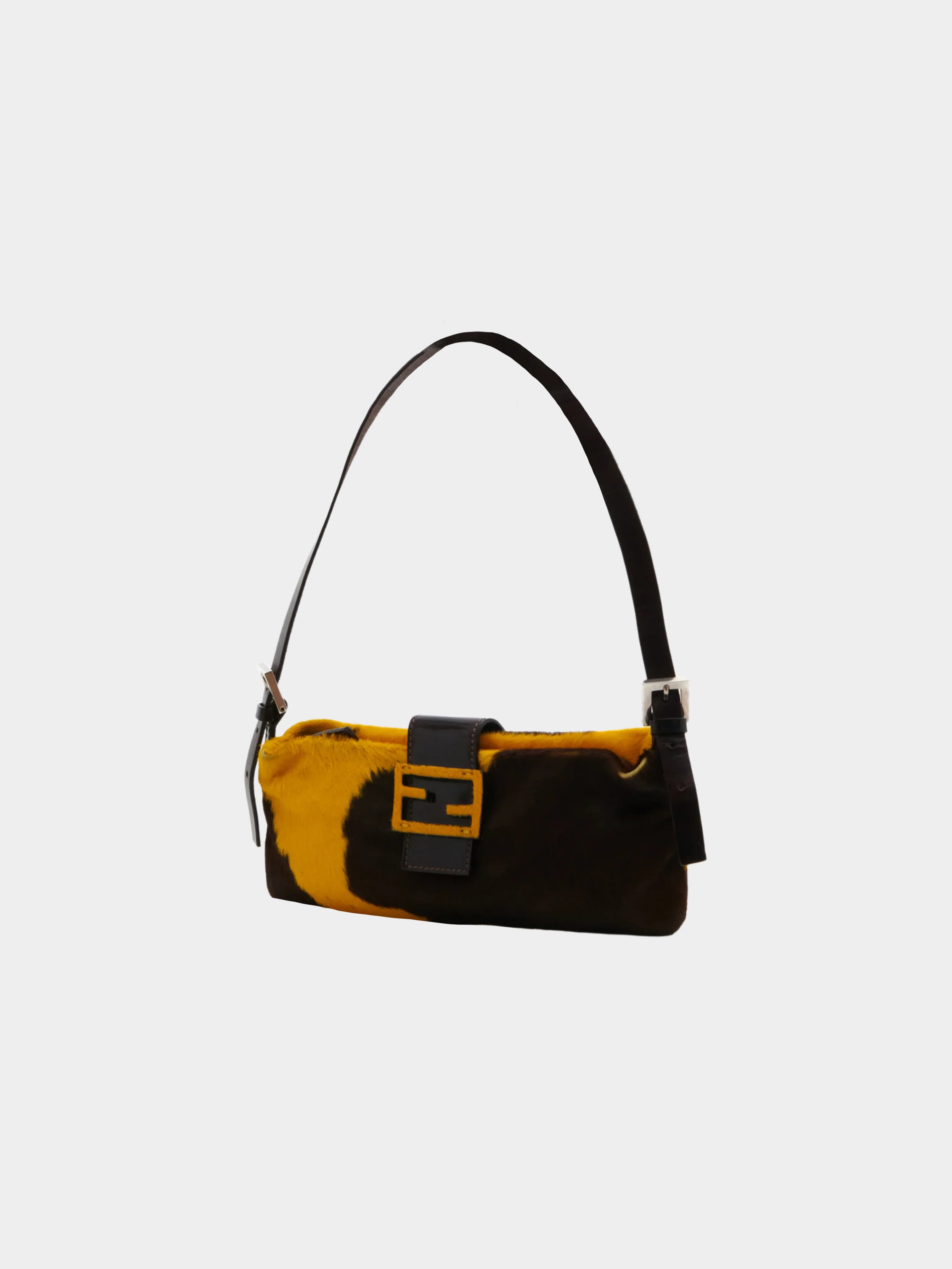 Fendi 2000s Cow Print Calfskin Crossbody Bag in Yellow & Brown - Image 3