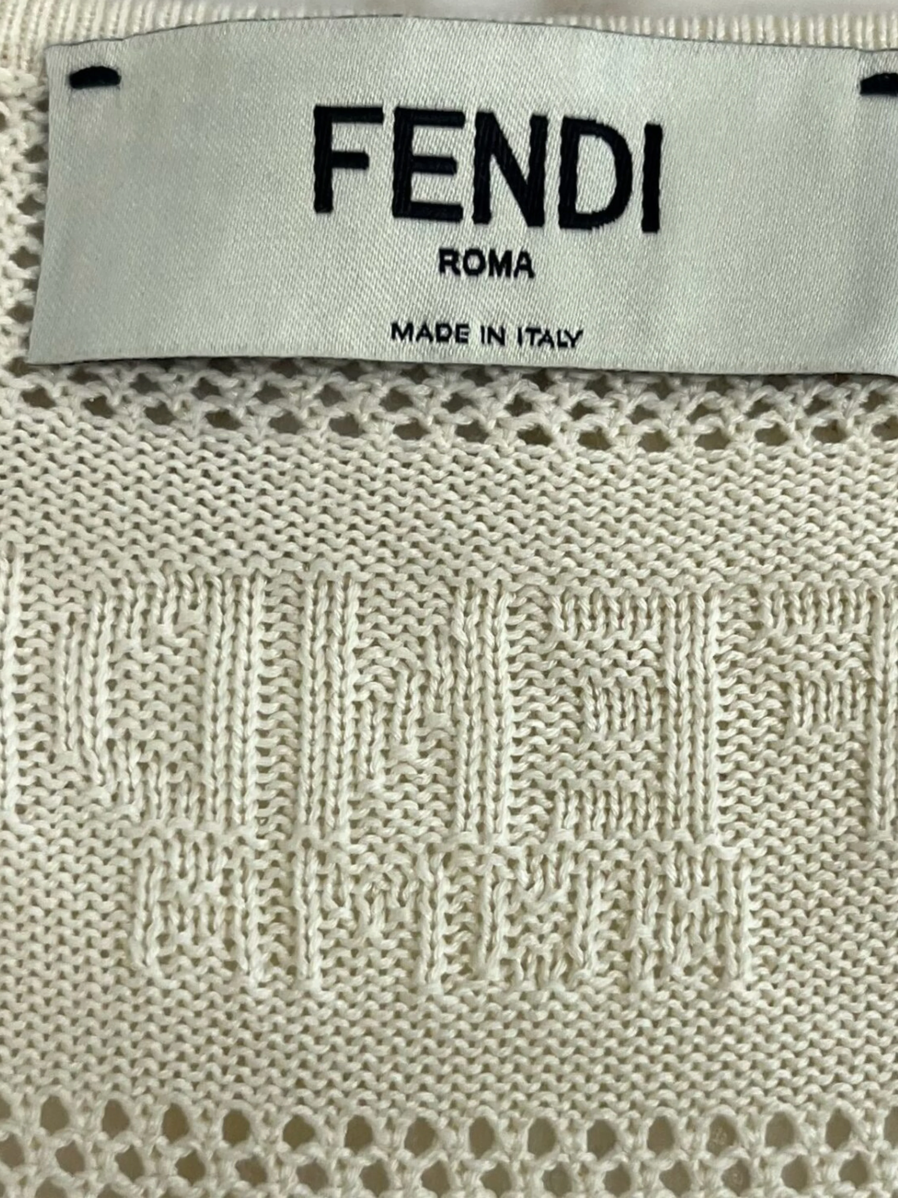 Fendi SS 2024 Cream Silk Crochet Dress - Image 4