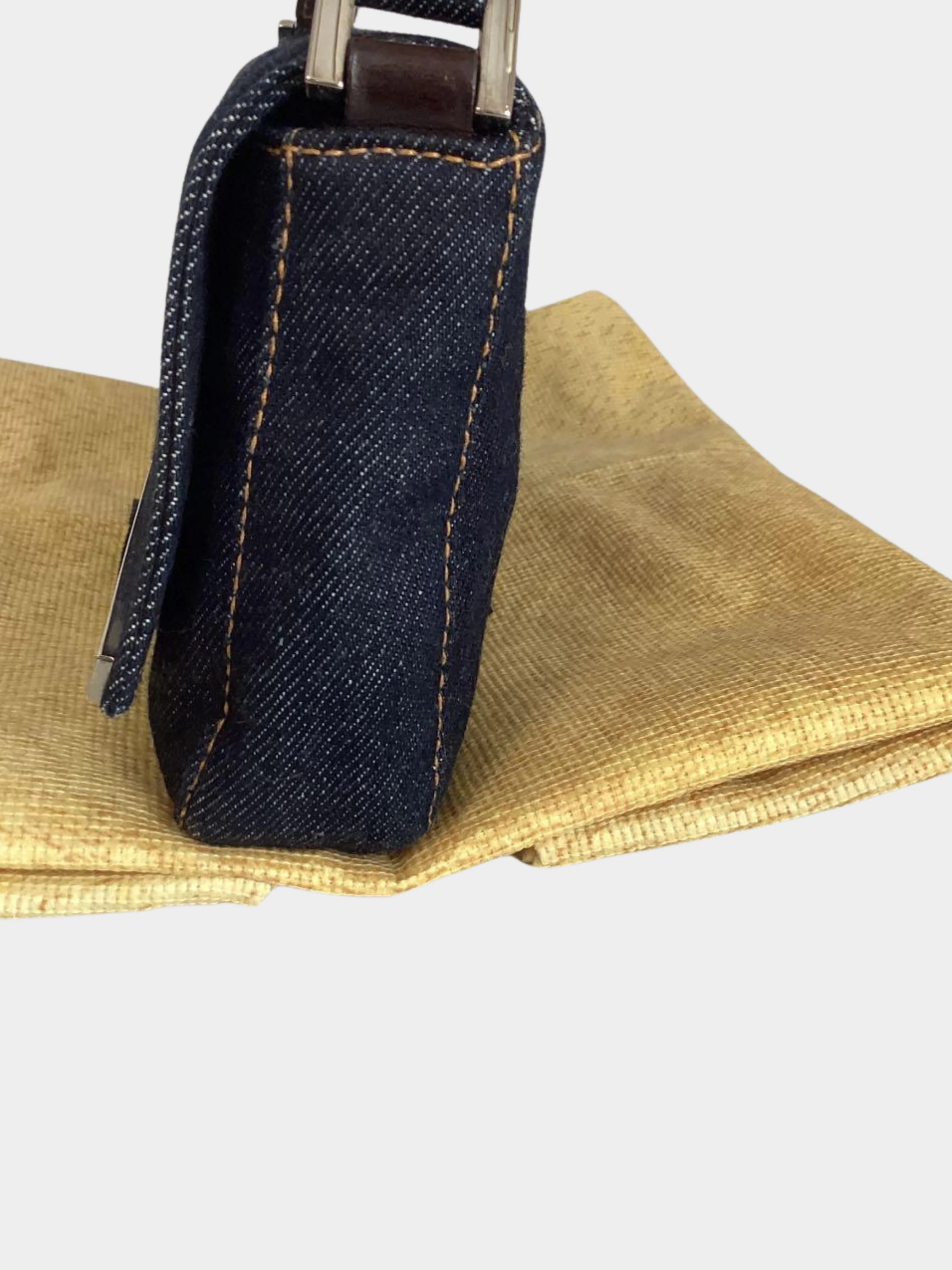 Fendi 2000s Denim Shoulder Pochette Bag - Image 3