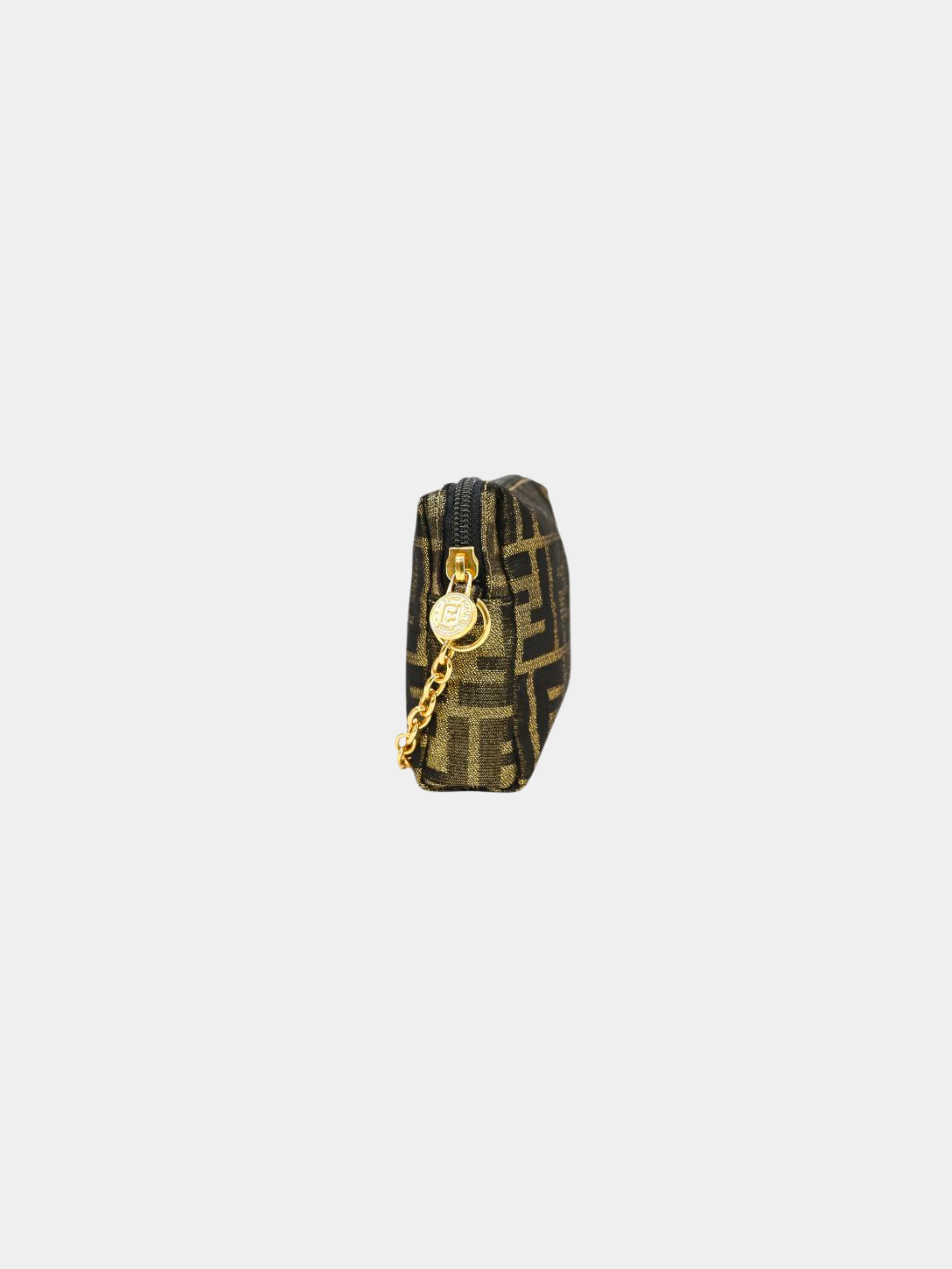 Fendi 2000s Gold Black Zucca Chain Shoulder Bag - Image 3