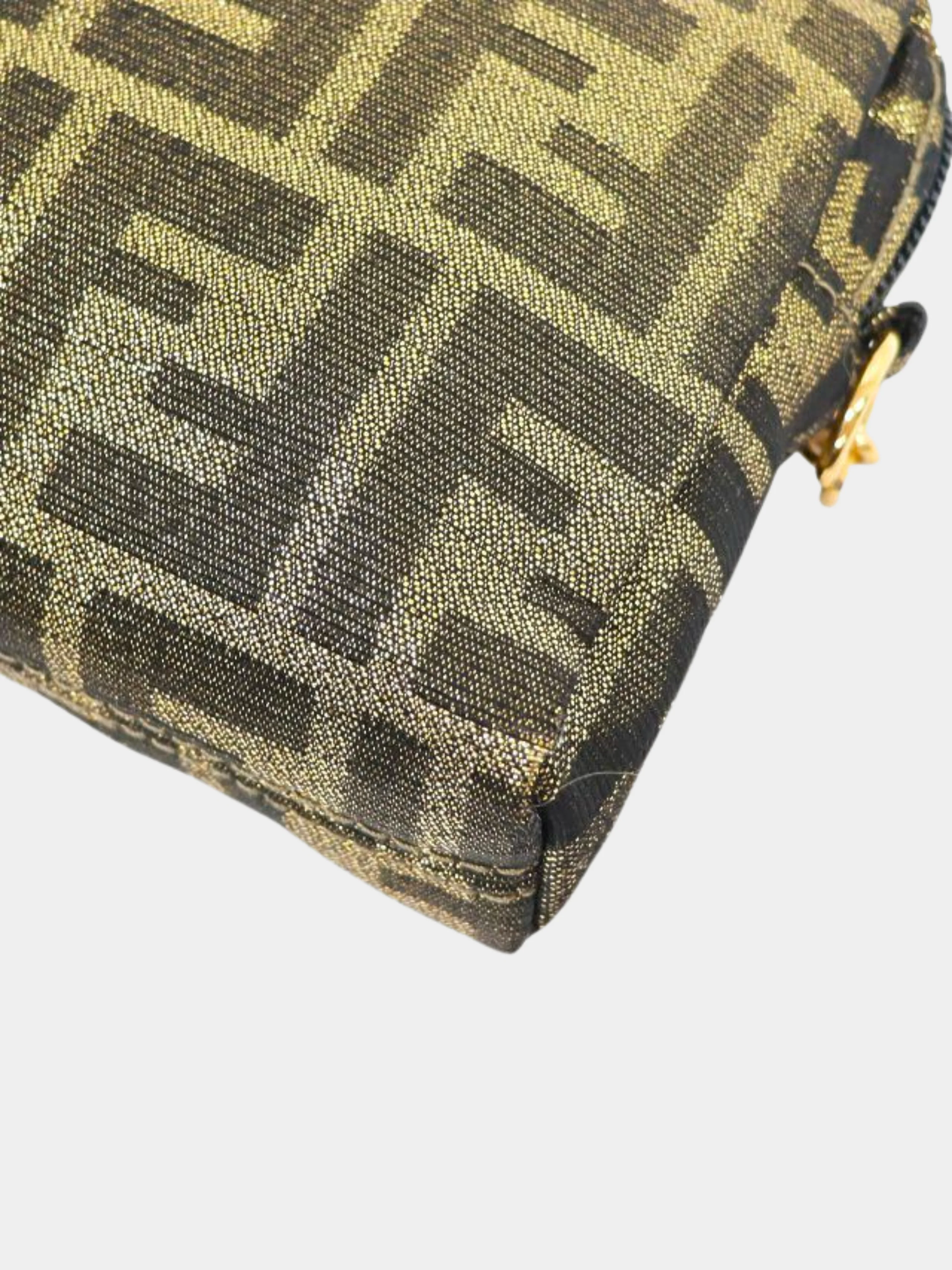 Fendi 2000s Gold Black Zucca Chain Shoulder Bag - Image 5