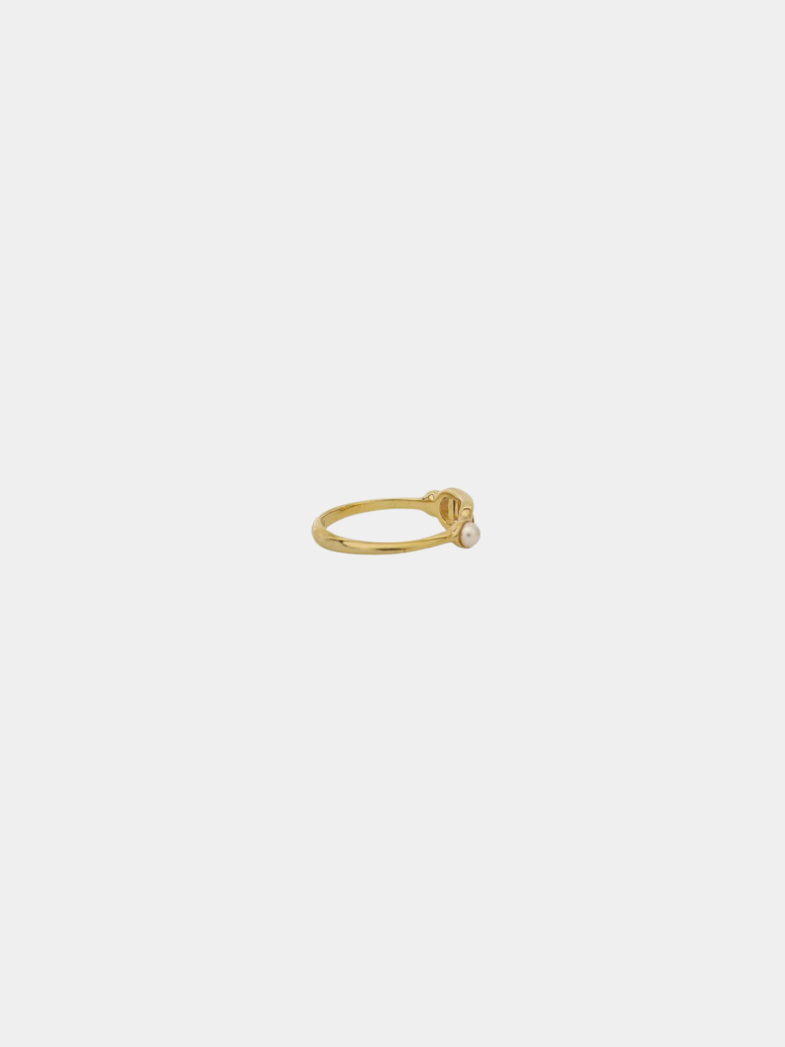 Fendi 2000s Gold Plated Metal Pearl Logo O’Lock Ring - Image 4